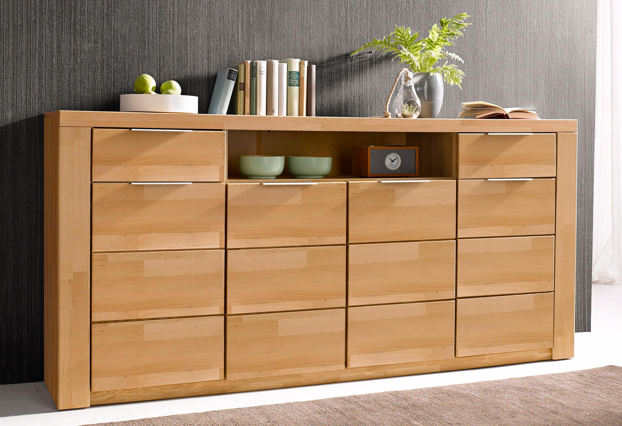 Image of GOODproduct Sideboard "Zara 2 Schubkästen, 7 Fächer" B/T/H: 200cm/40cm/95cm, Metallgriffe, Kernbuche