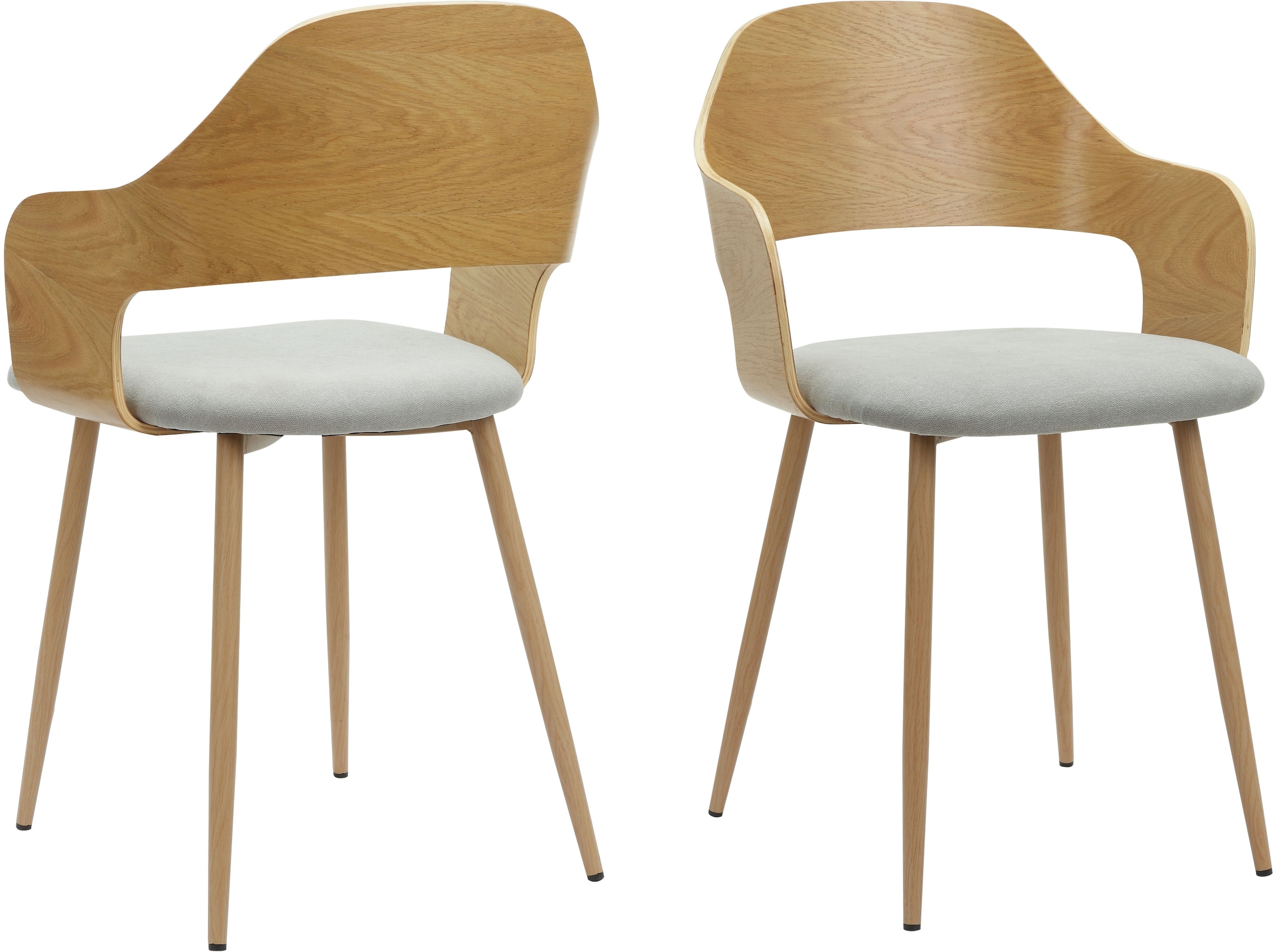 Home affaire Esszimmerstuhl »Belleville« (Set) 2 Stk.Rückenlehne in Eichenfurnier, Beine aus Metall