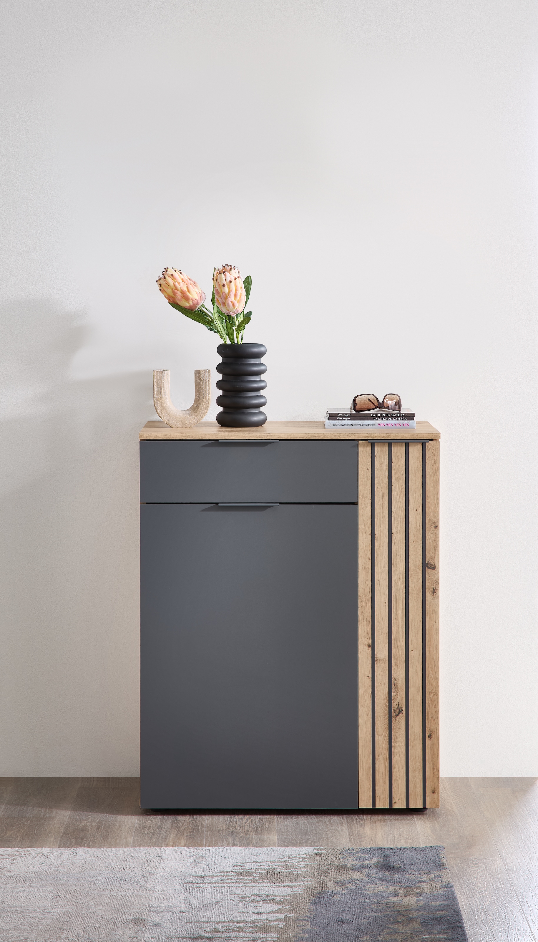HBZ Schuhschrank »Volano in Anthrazit, BxHxT 80x103x38cm«, (1 St.), Mit 2 Türen, 1 Schubkasten, 4 Einlegeböden, 3 feste Böden