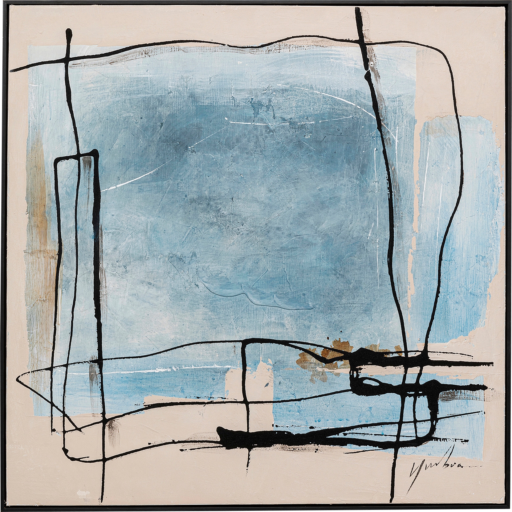 Kare Design Bild mit Rahmen »Gerahmtes Bild Dust Blau«