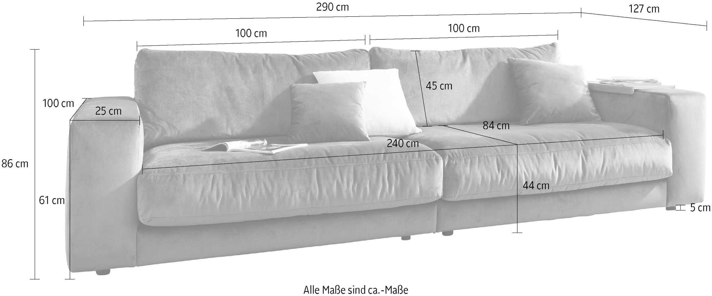3C Candy Canapé Big »Enisa II, elegantes Mega-Sofa, super bequem und toll verarbeitet,« composé de modules, donc aussi modulable individuellement