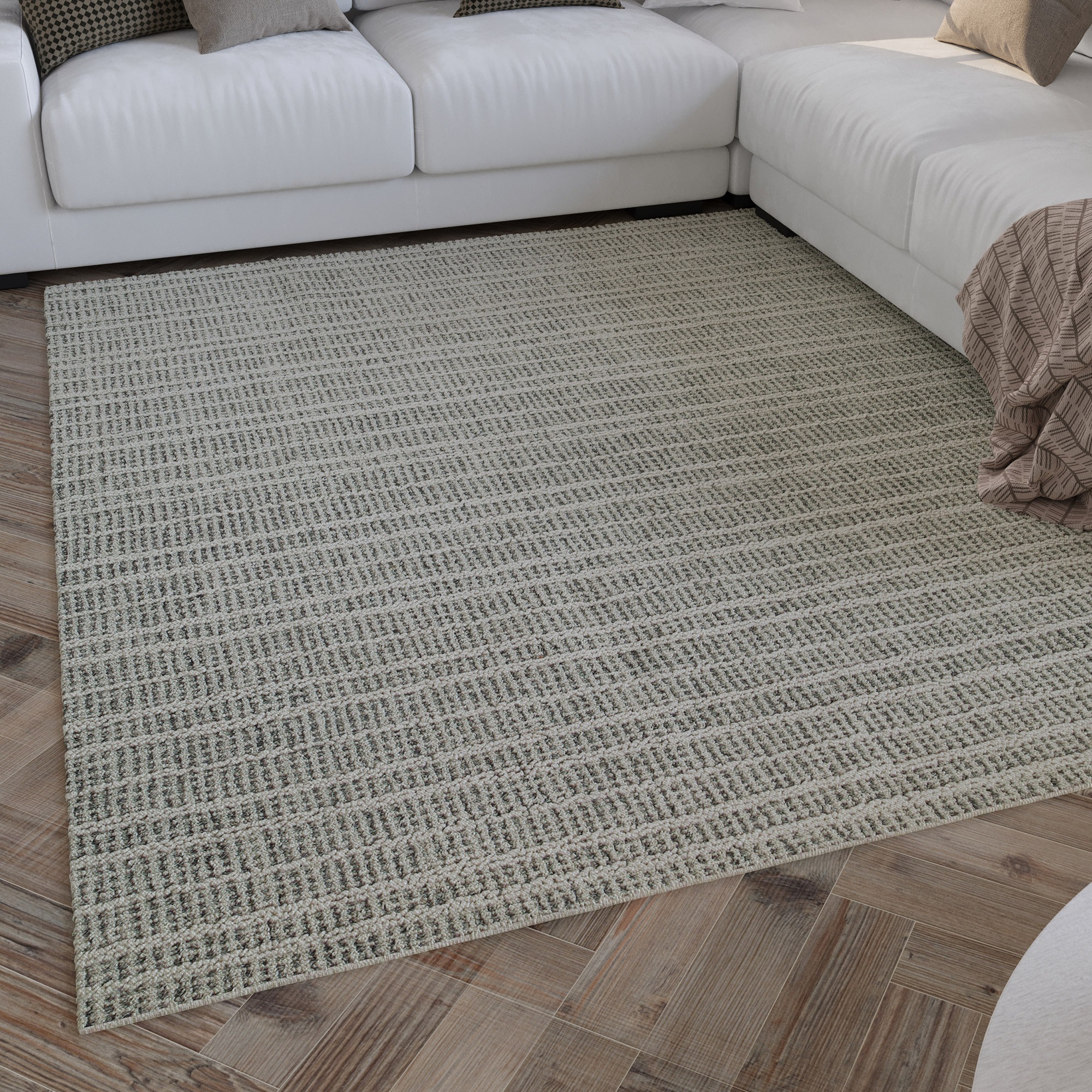 Image of Wecon home Wollteppich "Hamptons FORTYFIVE" rechteckig 15 mm Höhe Läufer, Schurwolle, Kurzflor, Wohn- & Schlafzimmer, elegant, Streifen