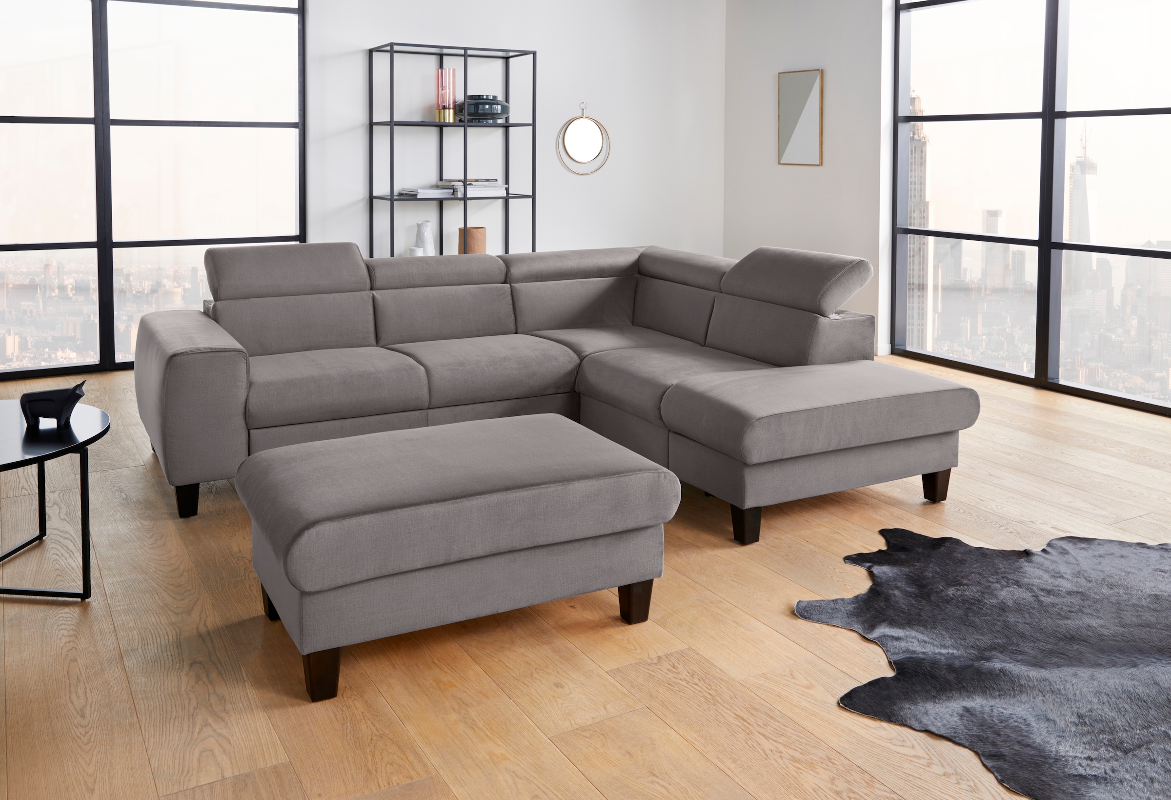 COTTA Ecksofa »Morven L-Form«, Kopfteilverstellung, wahlweise mit Bettfunktion und Bettkasten