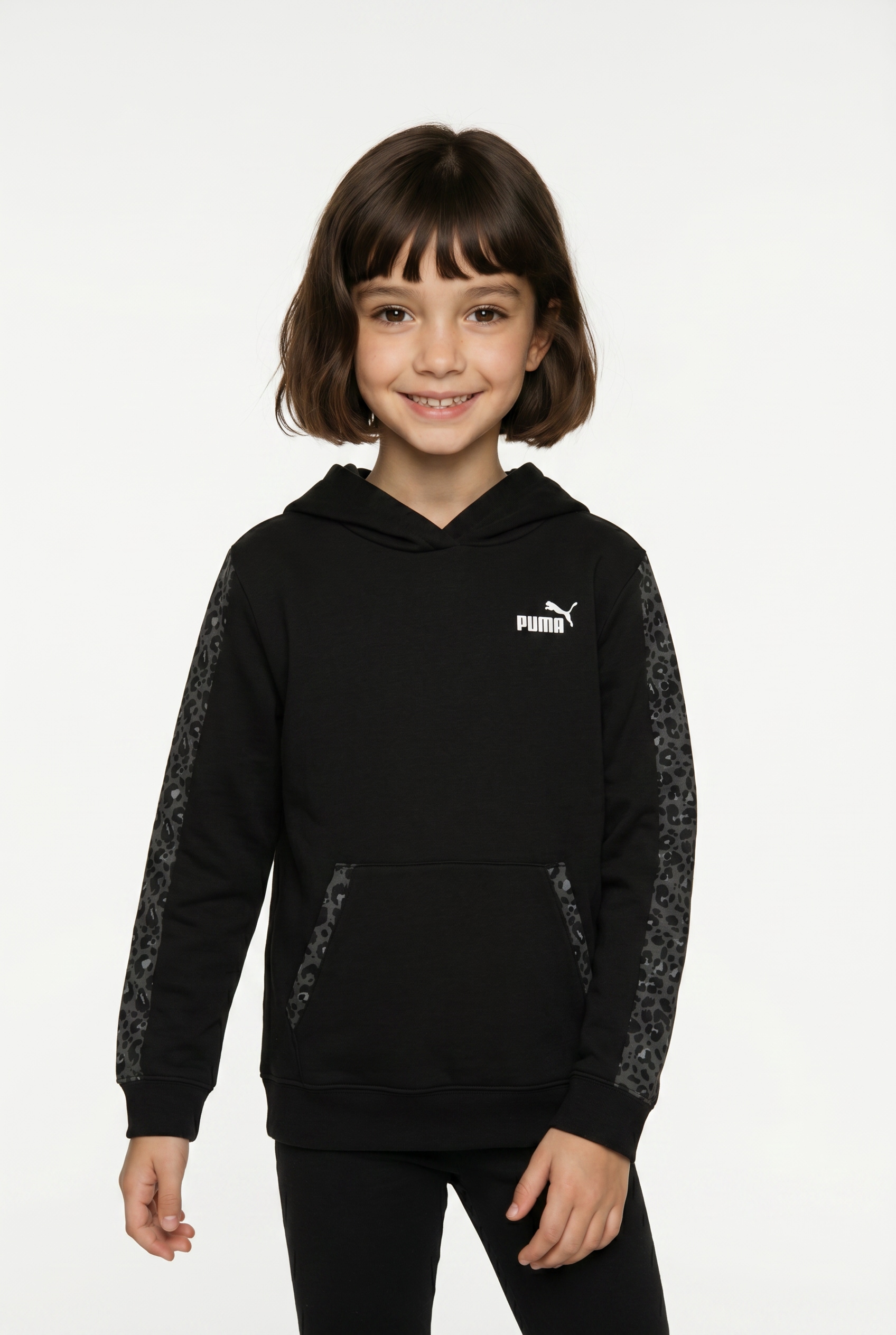 Image of PUMA Kapuzensweatshirt "ESS GRAPHIC ANIMAL HOODIE FL G", mit Kängurutasche, mit Kapuze, Regular Fit, pflegeleicht