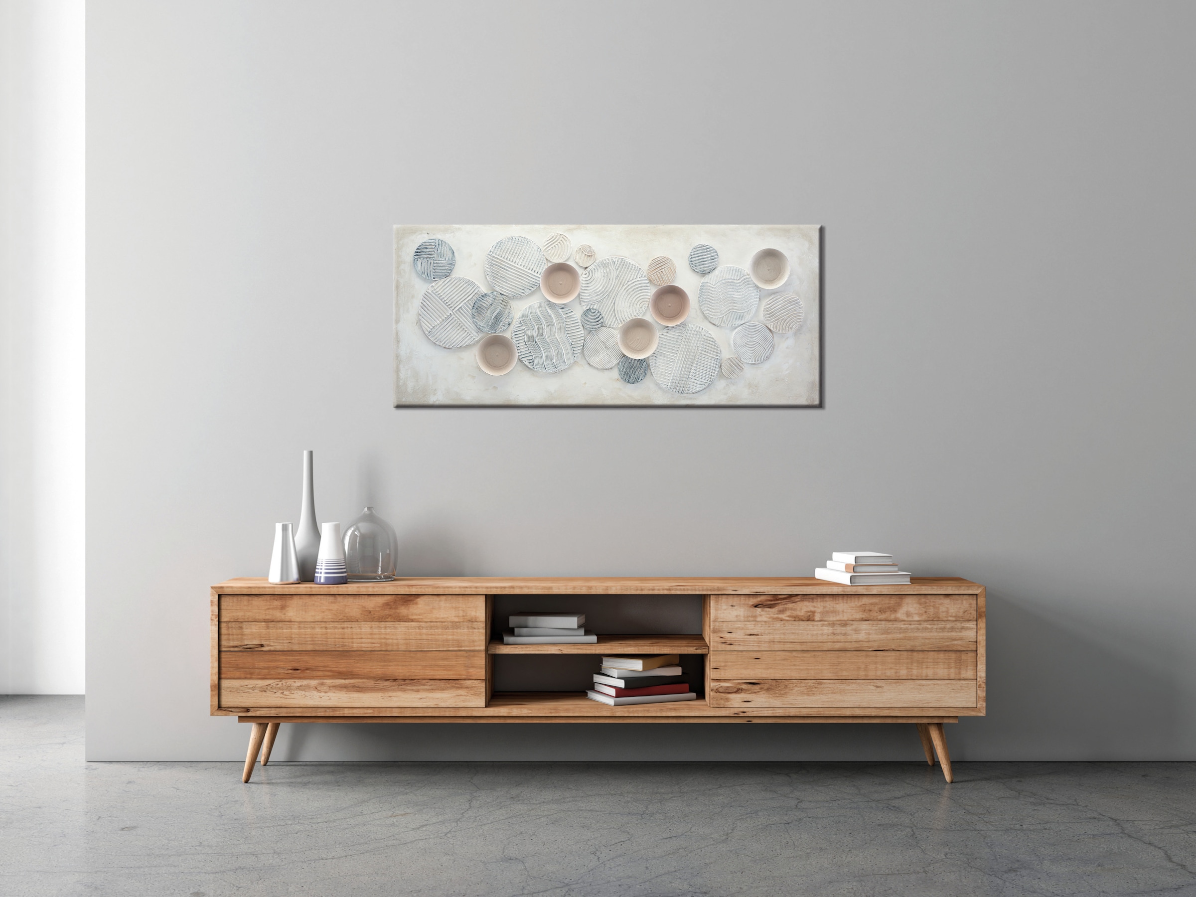 Bönninghoff Ölgemälde »handarbeit KREISE ABSTRAKT XXL 60x140 cm – Wandbild Kunst« Abstrakt | Abstrakte | Formen | Gemälde | Kunst 1 Stk. tlg. handgefertigt, jedes Bild ein Unikat