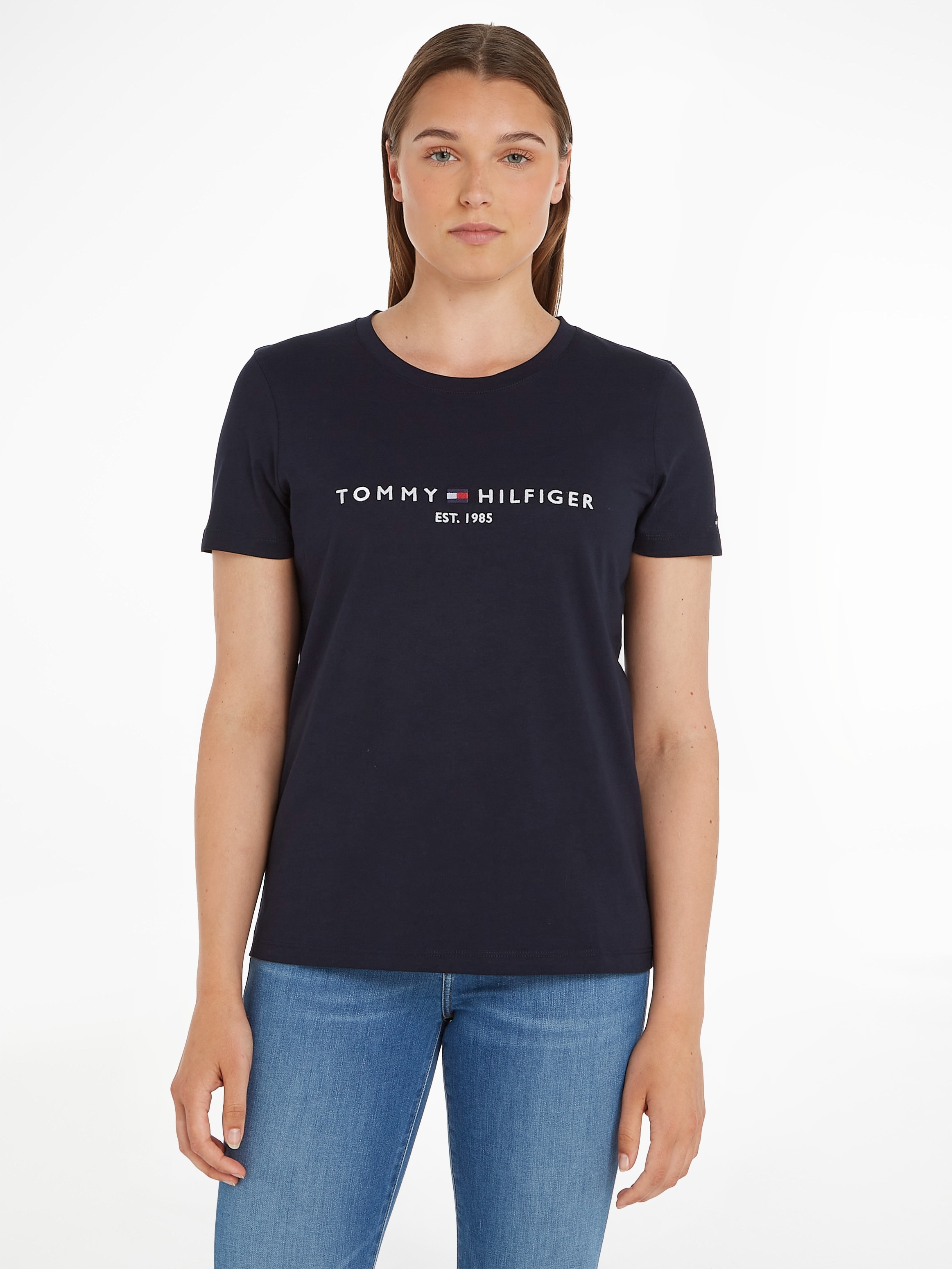 Rundhalsshirt »HERITAGE HILFIGER C-NK REG TEE«, mit gesticktem Tommy Hilfiger Linear...