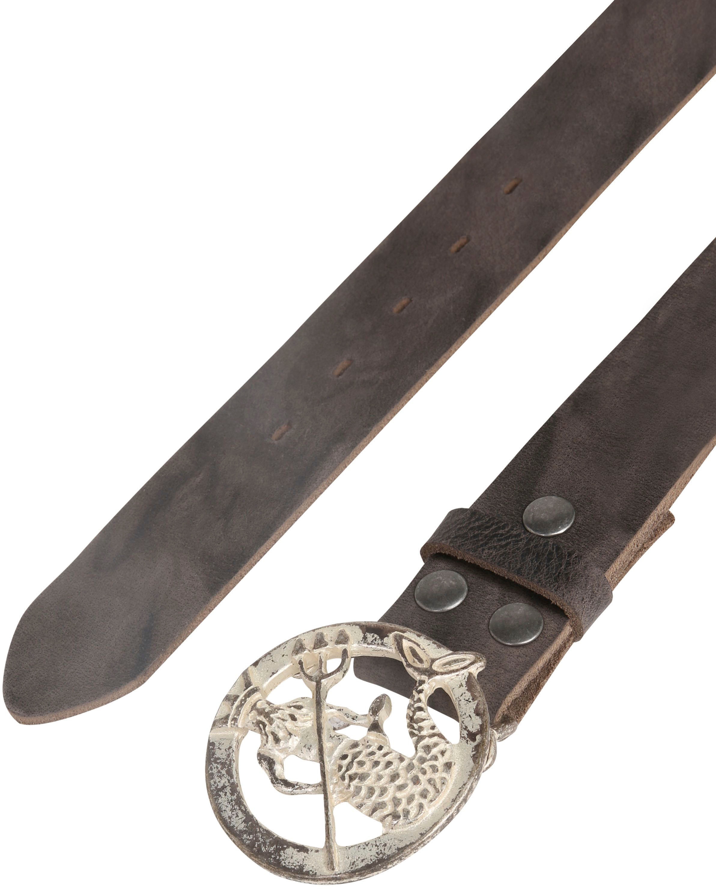Rettungsring Gürtel Ceinture en cuir mit Neptun-Koppelschliesse, Antik-Look