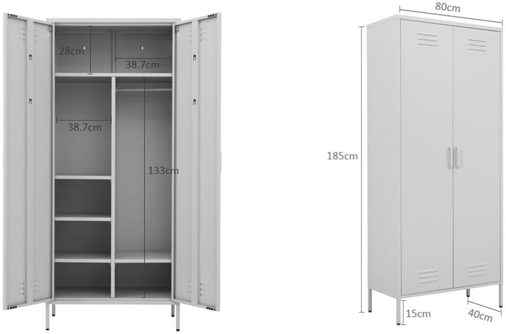 GOODproduct Drehtürenschrank »Kleiderschrank Schrank Metallschrank Mehrzweckschrank Siena Spind« in 4 Farben aus Metall,  in der Höhe verstellbar