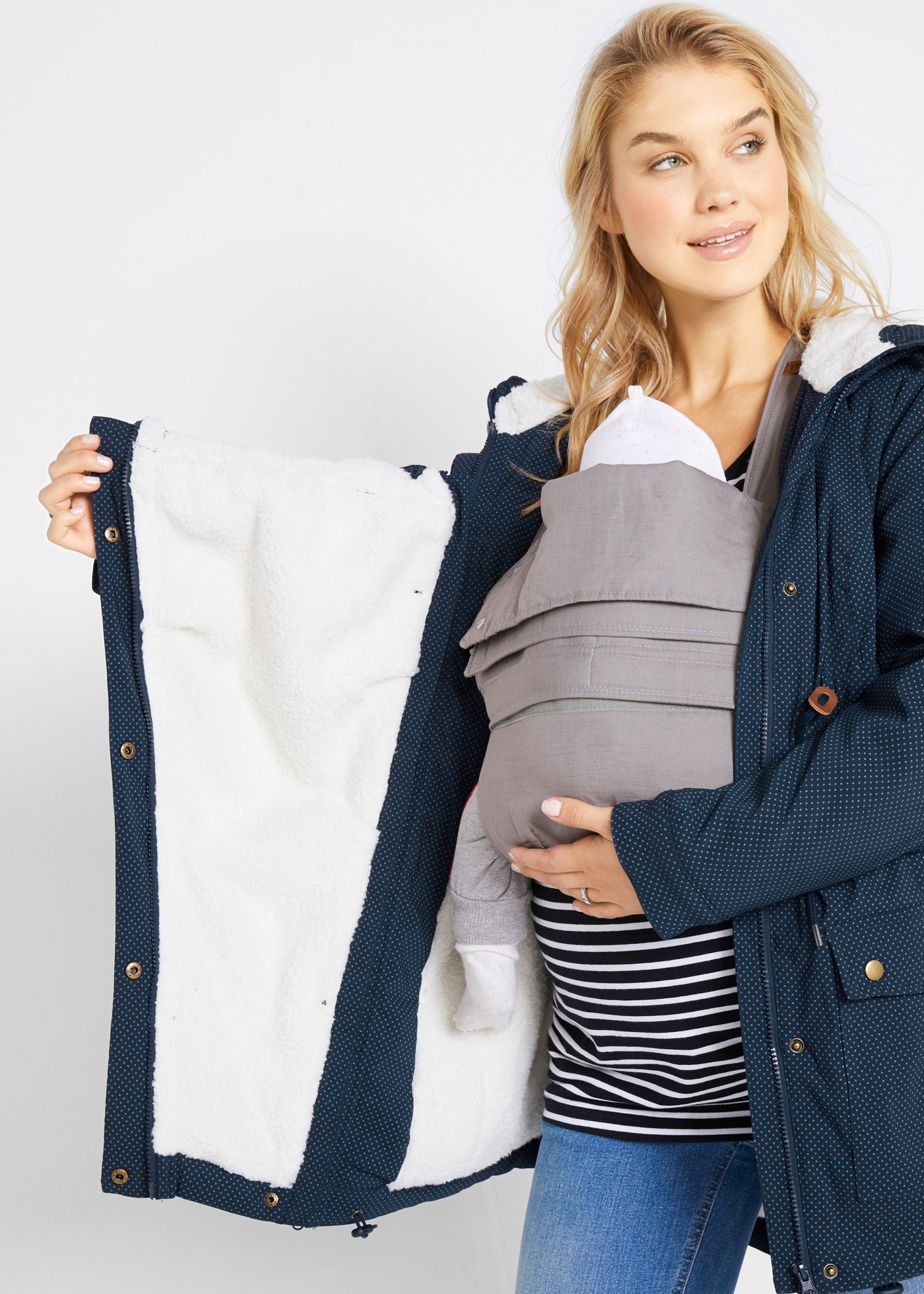 bonprix Veste de maternité avec capuche avec insert amovible portant avec capuche, coupe cintrée