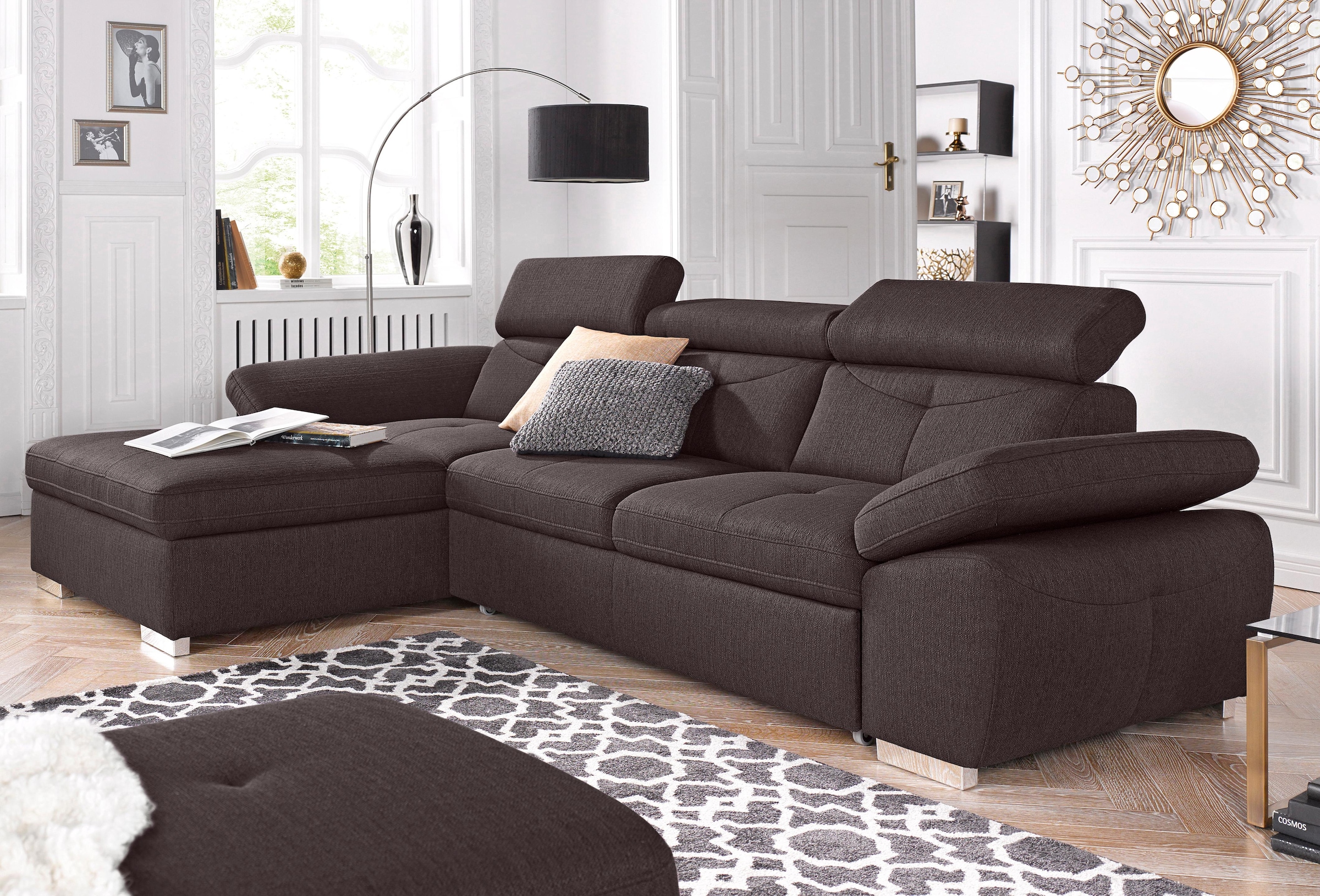 Image of exxpo - sofa fashion Ecksofa "Spring, super bequem, mit Armteil- und Kopfteilfunktion" L-Form, wahlweise mit Bettfunktion und Bettkasten