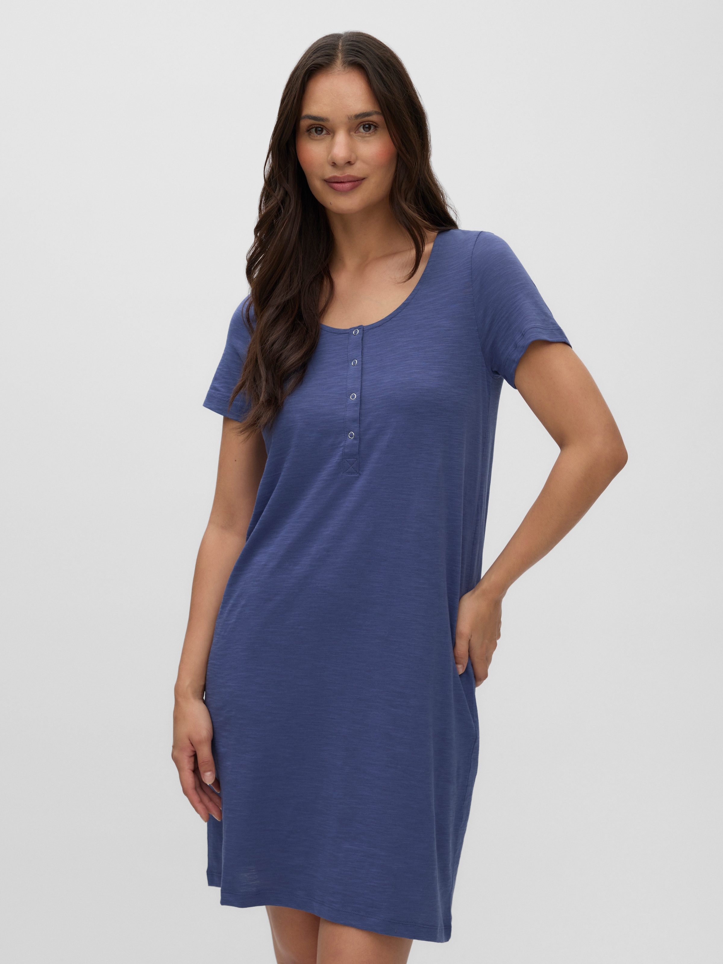 Mamalicious Umstandsnachthemd »MLMIRA SOLID JRS NIGHTGOWN 2F A. E. NOOS« aus Baumwolle, Regular Fit, mit Rundhalsausschnitt, kniefrei