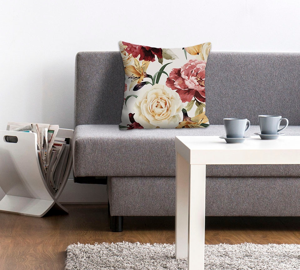 Image of queence Dekokissen "Larissa" Kissenhülle,Blumen,Blüten,Florales Design,Naturmotiv,Zart,Farbenfroh