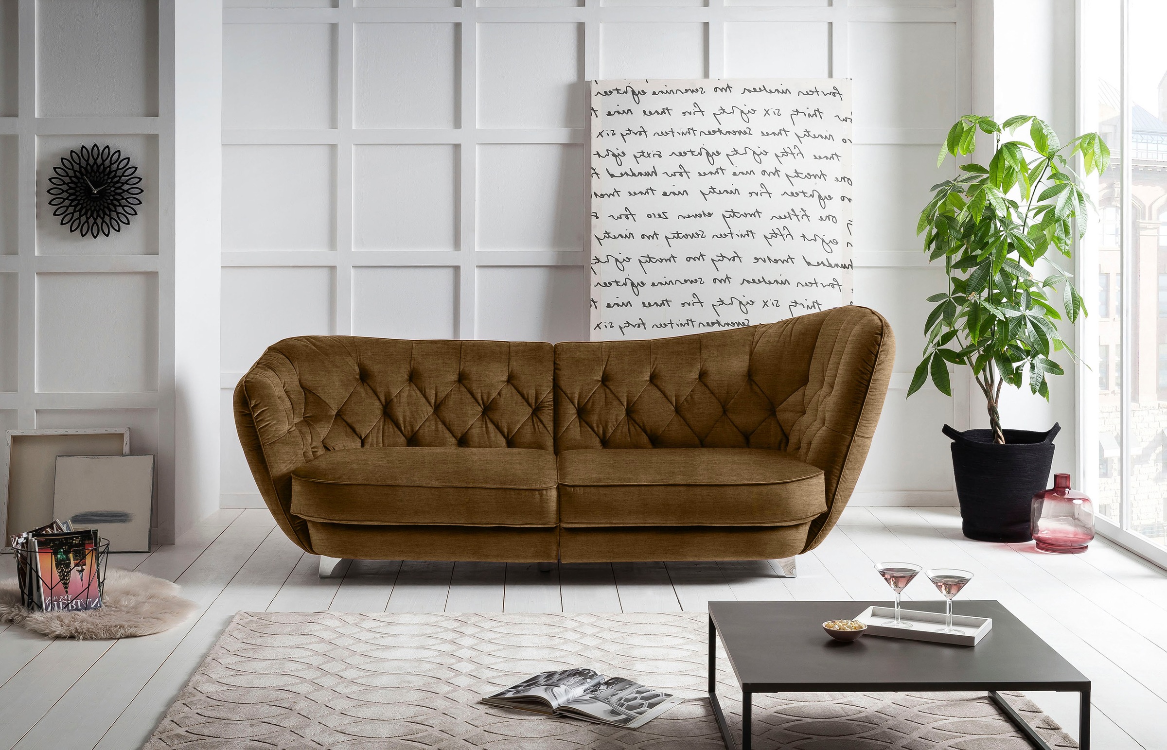 Leonique Big-Sofa »Retro«, stylischer Hochlehner