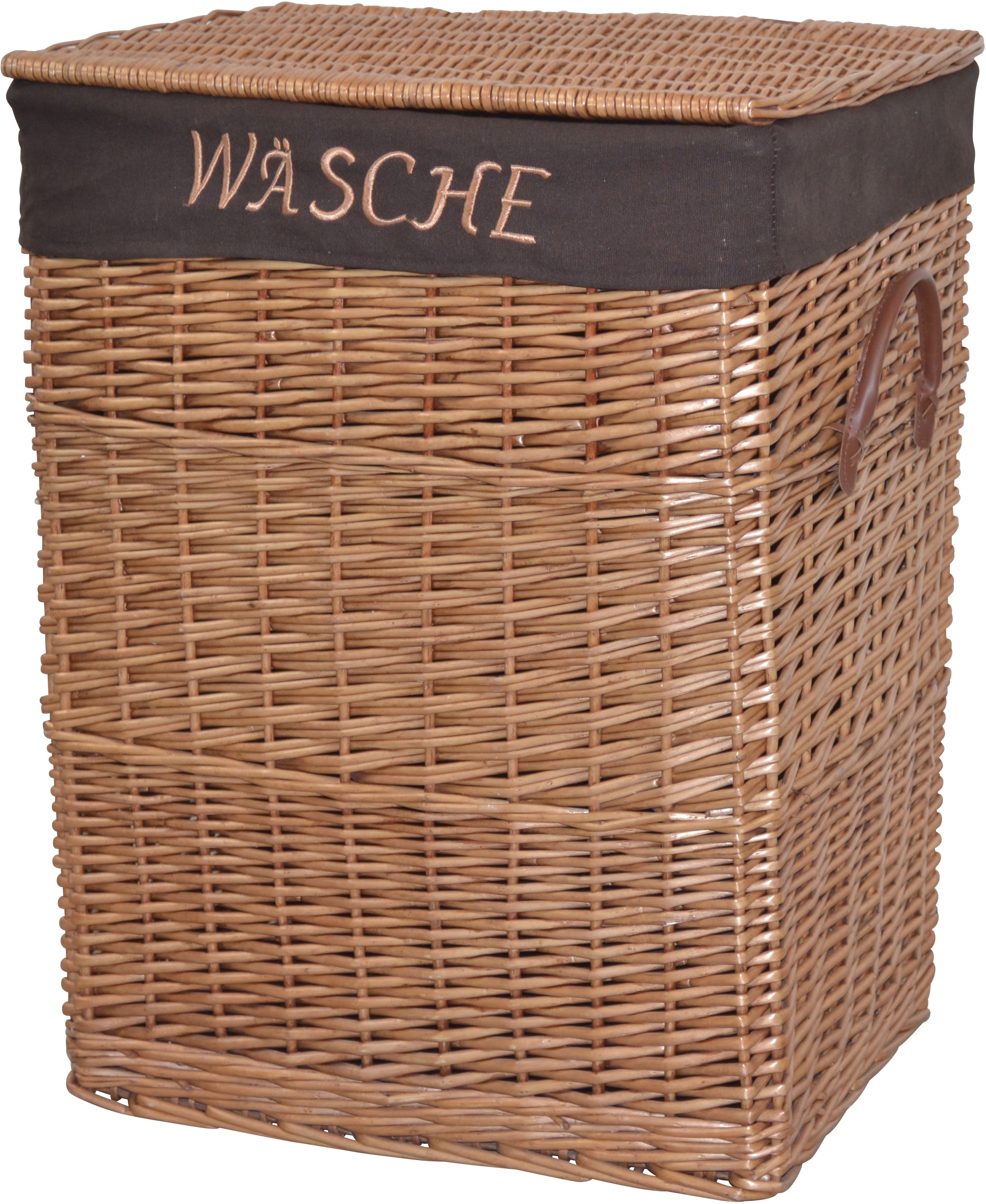 ♕ HOFMANN LIVING AND MORE Wäschekorb, aus Weide, handgefertigt mit  herausnehmbarem Stoffeinsatz, 47x35x61cm versandkostenfrei auf