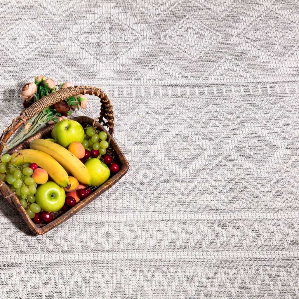 Carpet City Outdoorteppich »PALM3522« rund 5 mm Höhe Wetterfest & UV-beständig, für Balkon, Terrasse, Küche, flach gewebt