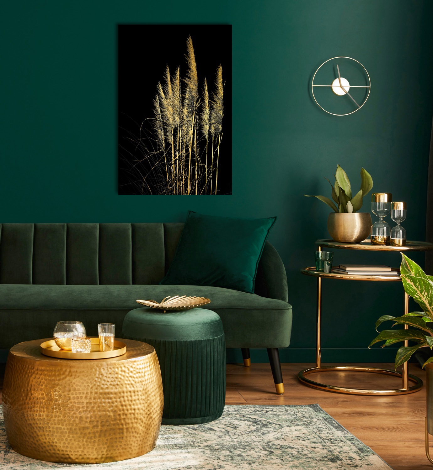 Image of GOODproduct Acrylglasbild "Pampas Gras - Acrylbilder mit Blattgold veredelt" Gräser Modern Pflanzen Pflanzenbilder 1 Stk. tlg. Goldveredelung, Handgearbeitet, Gerahmt, Edel