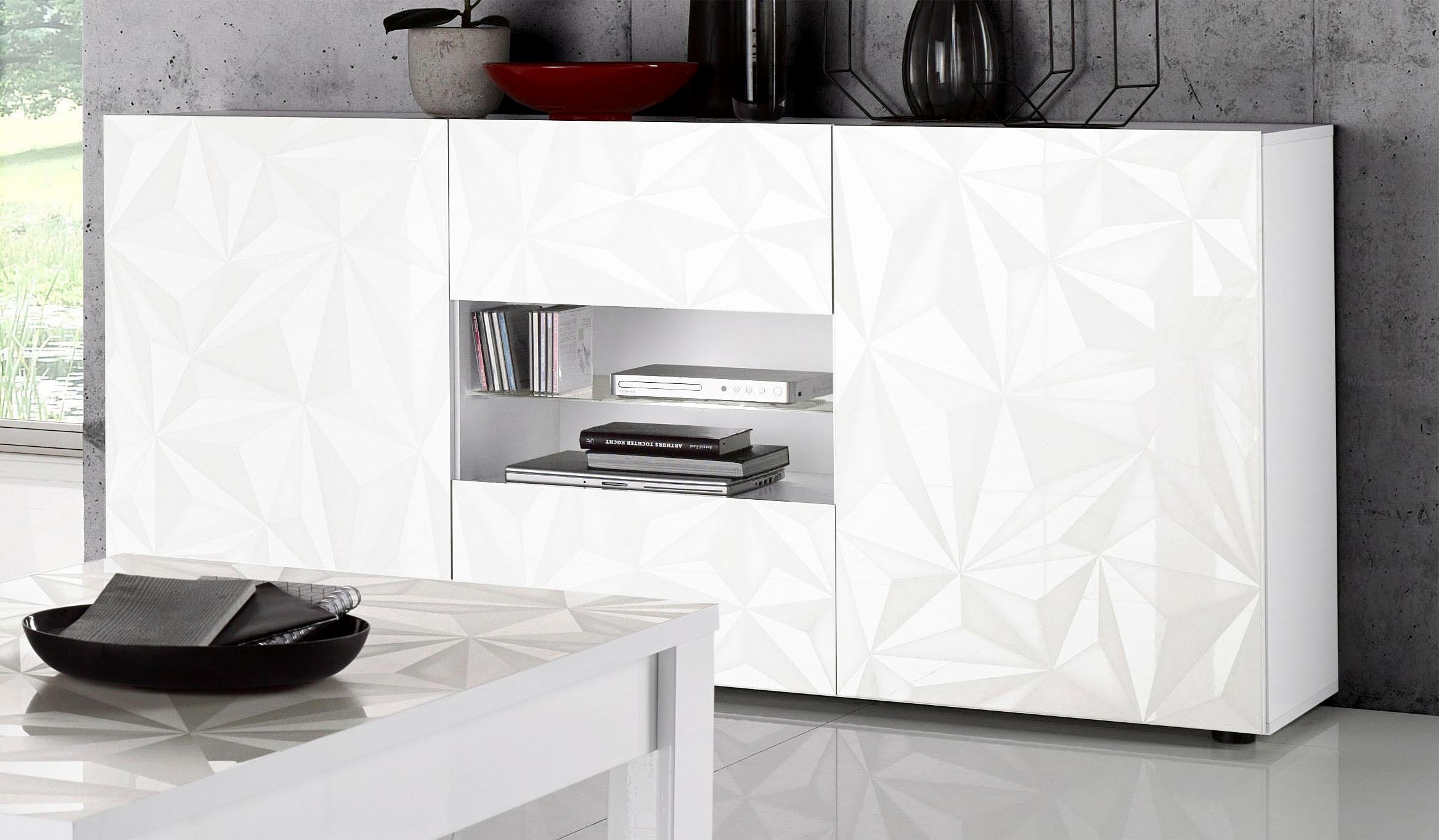 Image of Home affaire Sideboard "Prisma Breite 181, Kommode 2 Türen, 2 Schubkästen, Anrichte" Front mit elegantem Siebdruck, grifflos, viel Stauraum