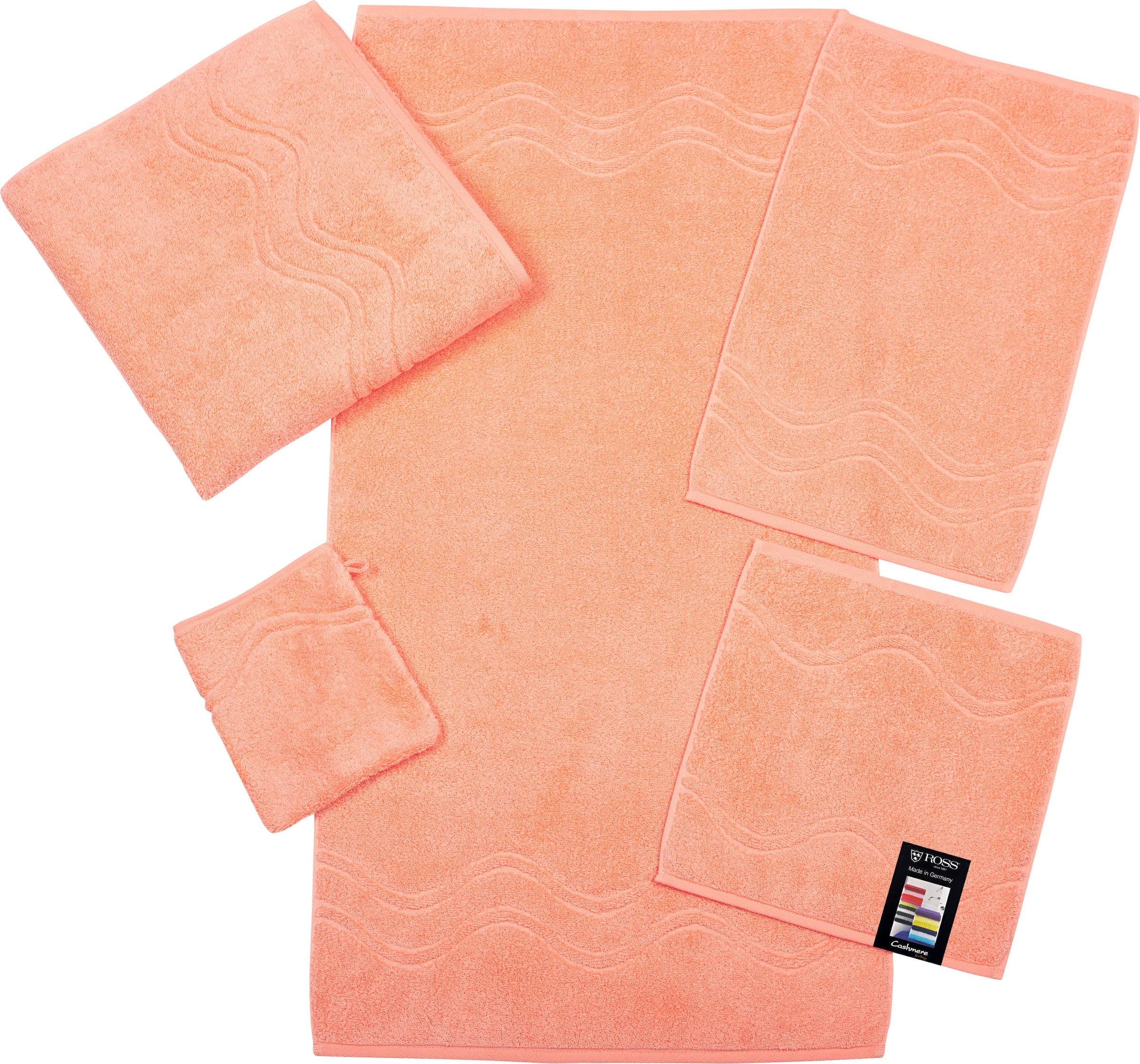 ROSS Duschtuch »Cashmere feeling«, (1 St.), 100% Baumwolle, mit Wellen-Bordüre, grosse Farbauswahl