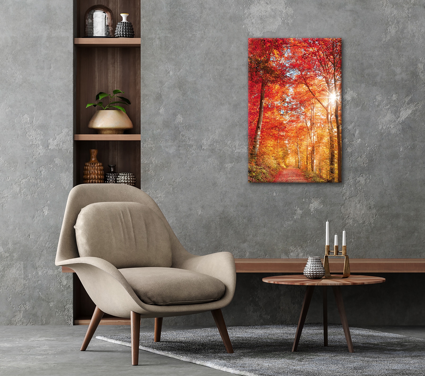 Bönninghoff Tableau sur toile »Wandbild BUNTER HERBSTWALD 60x90 cm – Leinwandbild Keilrahmen Deko« Arbres | Forêt | Images d'arbres | Images de forêt | Nature | Paysage 1 cuis tlg. tendu sur châssis