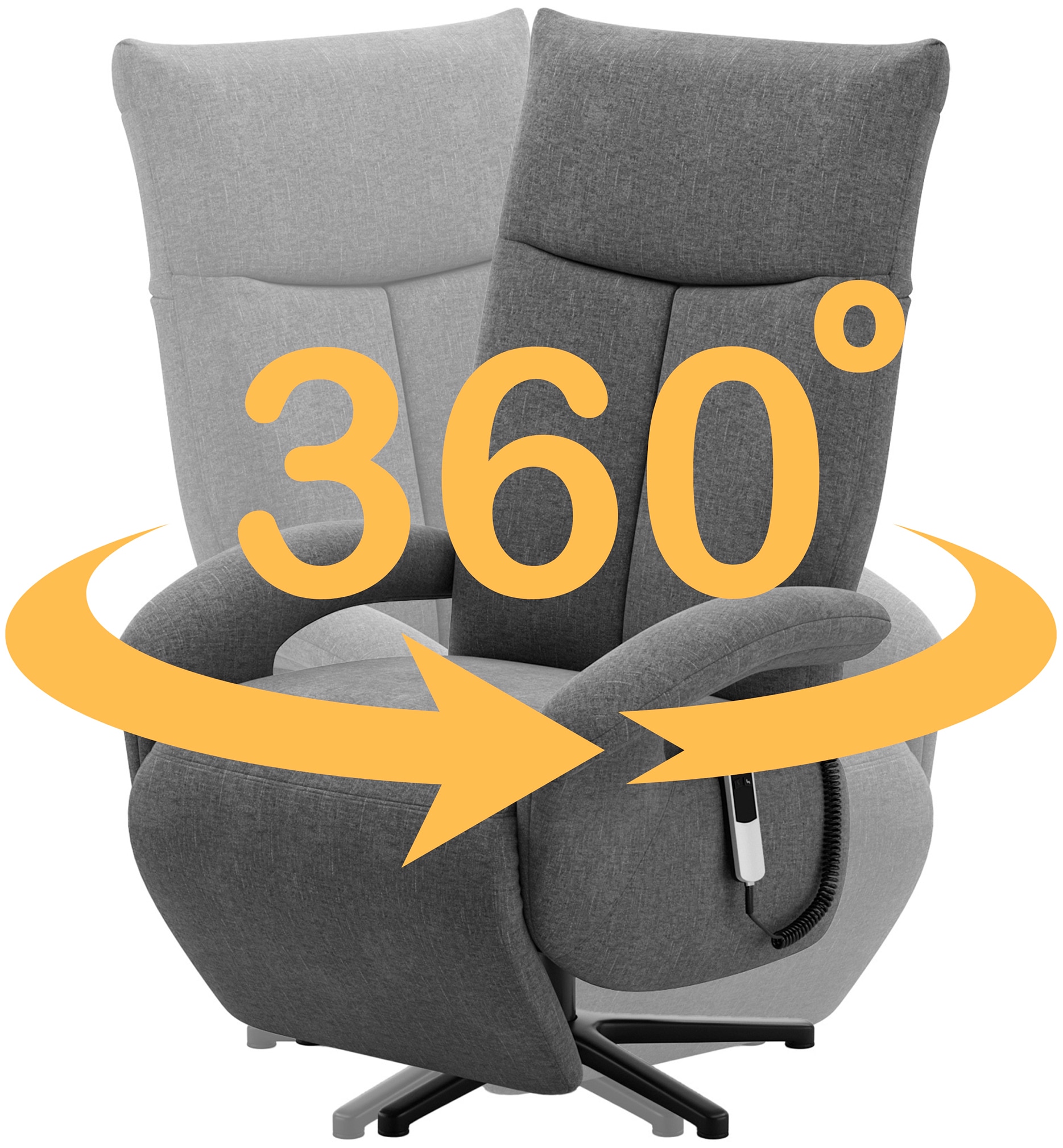 GOODproduct Fauteuil TV »Rochelle, inkl. Kopfteilverstellung & 360° Drehfunktion« 1 cuis tlg. au choix avec 2 moteurs, batterie & aide au lever
