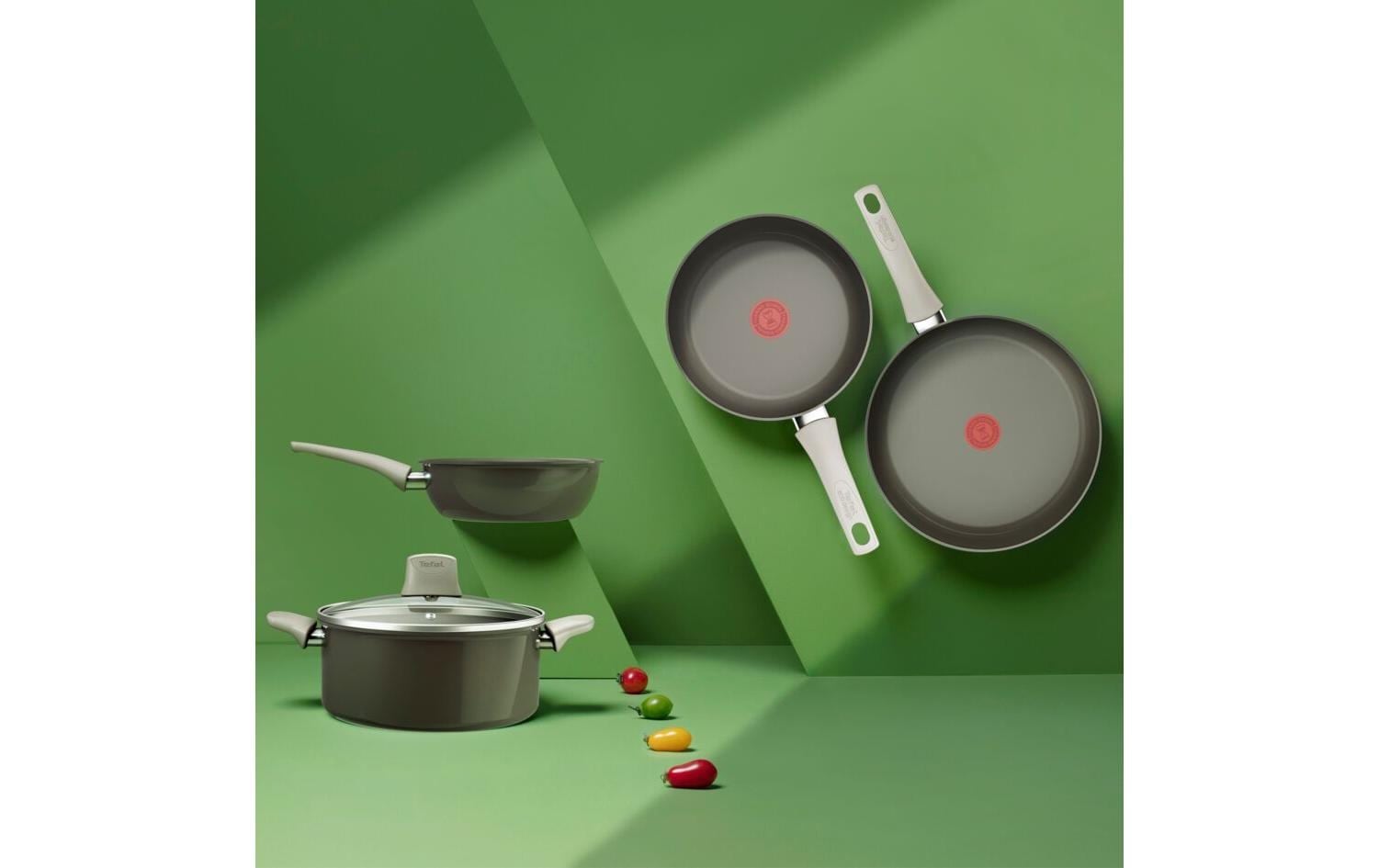 Tefal Bratpfanne »Renew On 20 / 24 / 28 cm« Aluminium 3 tlg. ratpfannenset aus recyceltem Aluminium mit Keramikbeschichtung