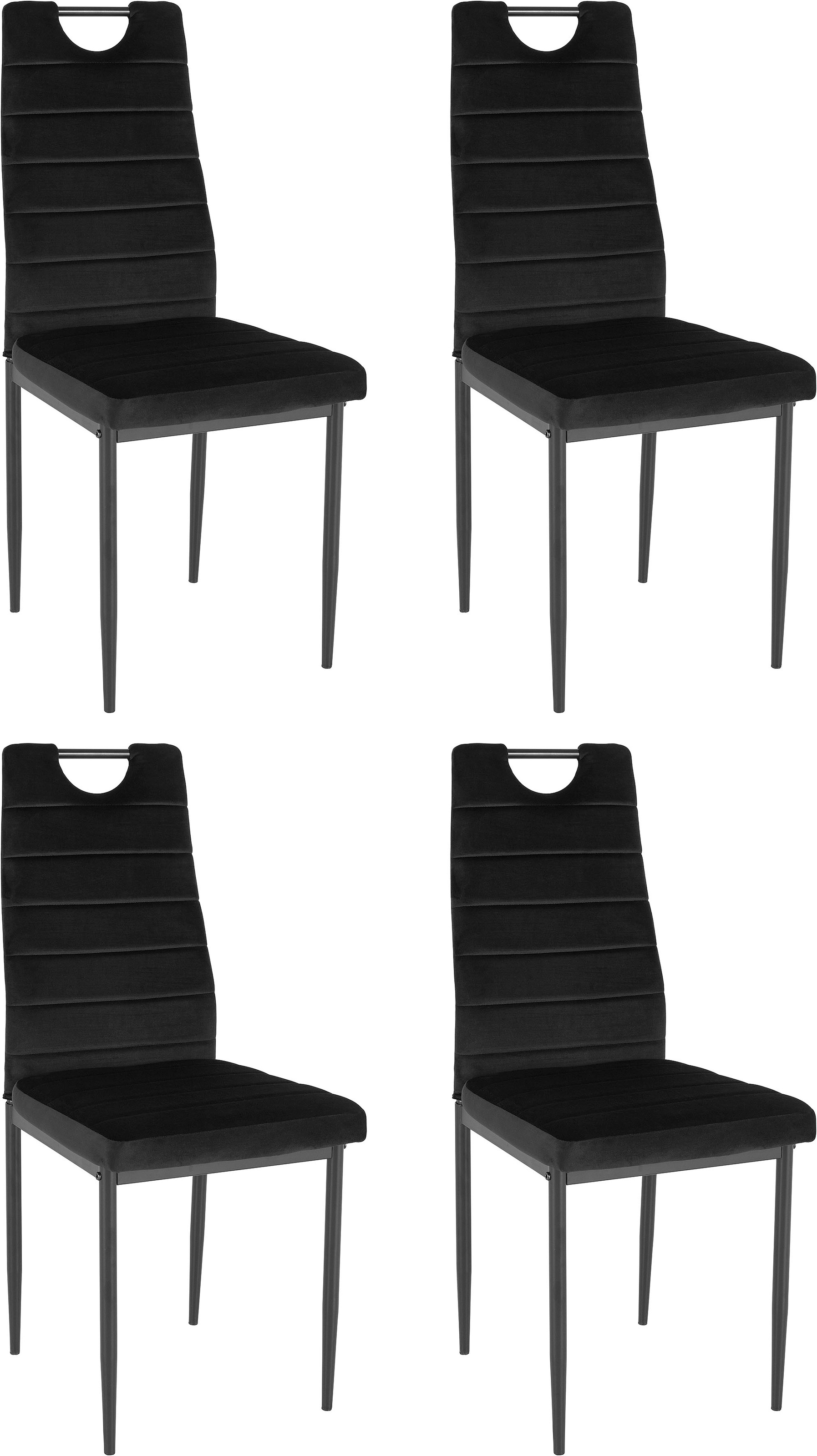 OTTO home Esszimmerstuhl (Set) 4 Stk.(2 oder 4 Stück) mit Samtbezug, Rückenlehne mit Griff zum Zurückziehen