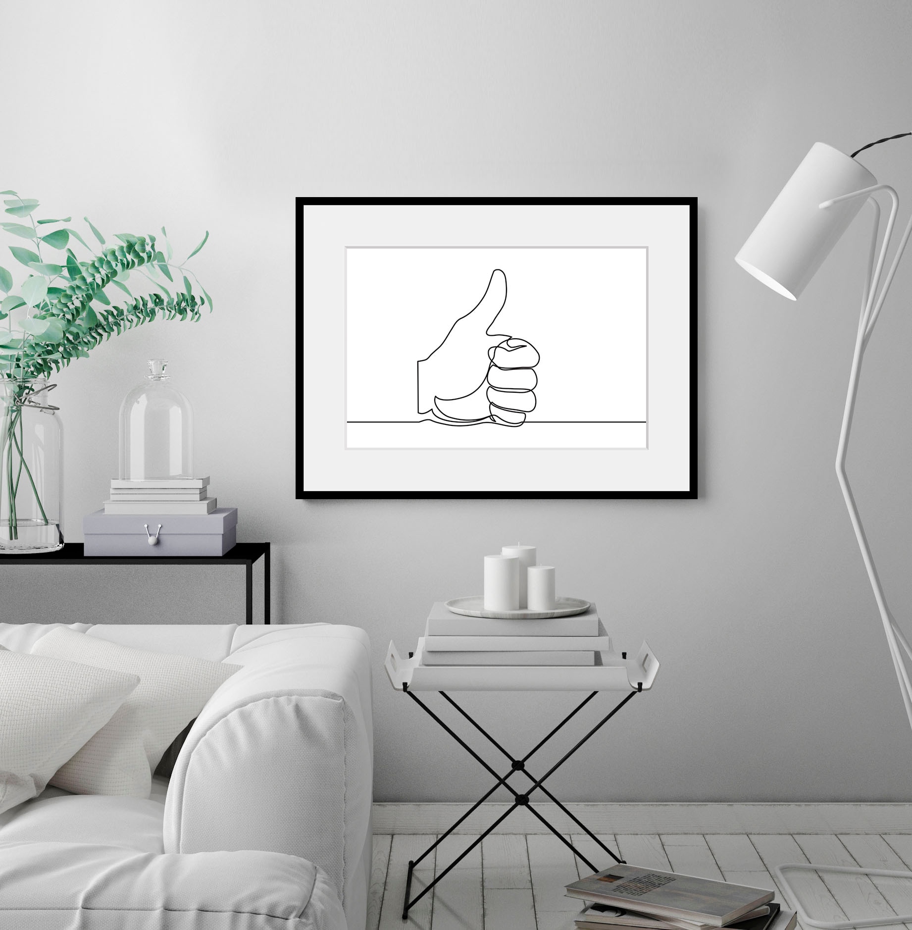 Image of queence Bild "YES WE CAN" Kunst Modern Motivationsbilder Schwarz-Weiss 1 Stk. tlg. HD Premium Poster-Druck inkl. Holzrahmen