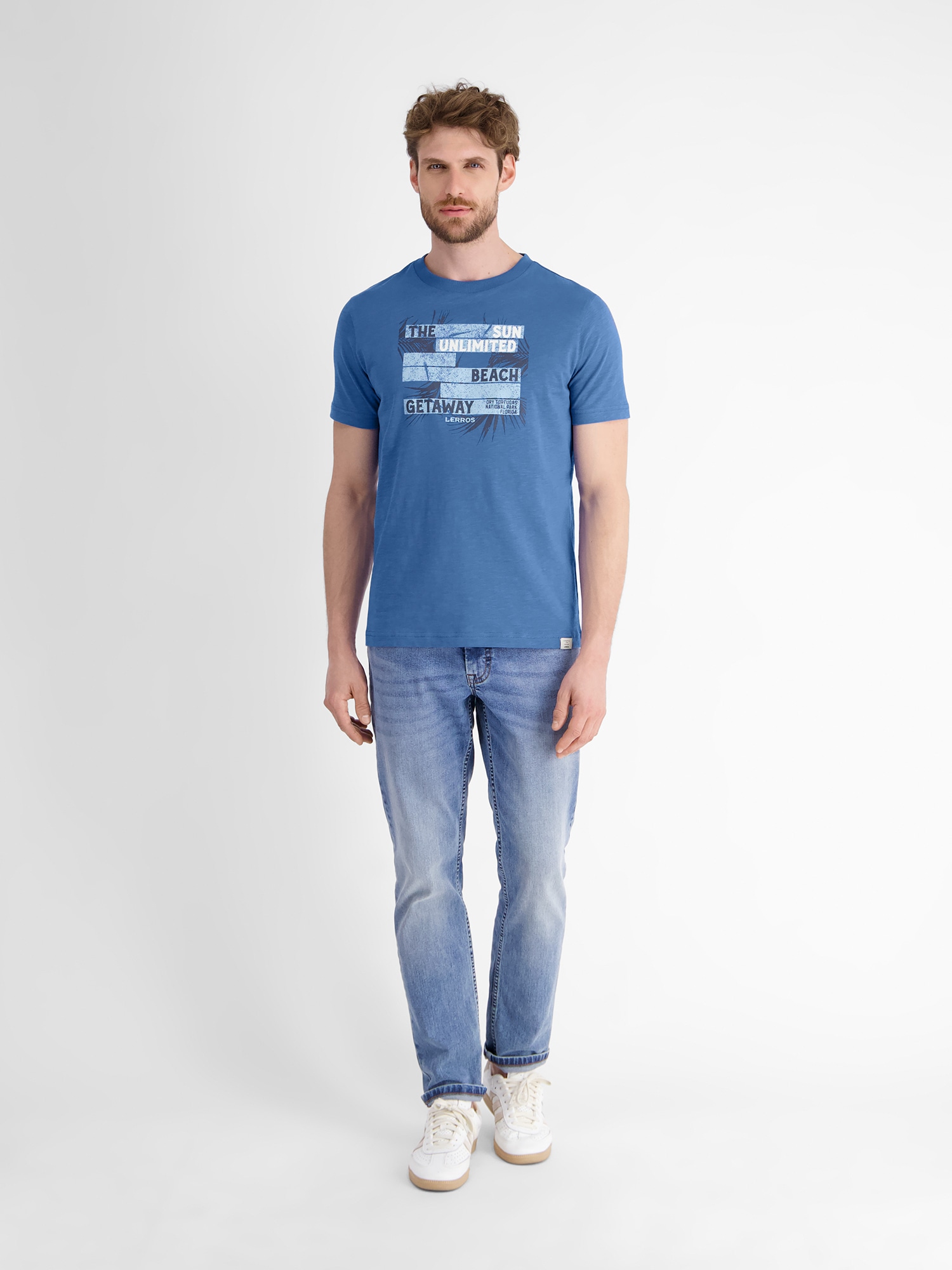 LERROS T-Shirt »LERROS Herren T-Shirt mit sommerlichem Brustprint«
