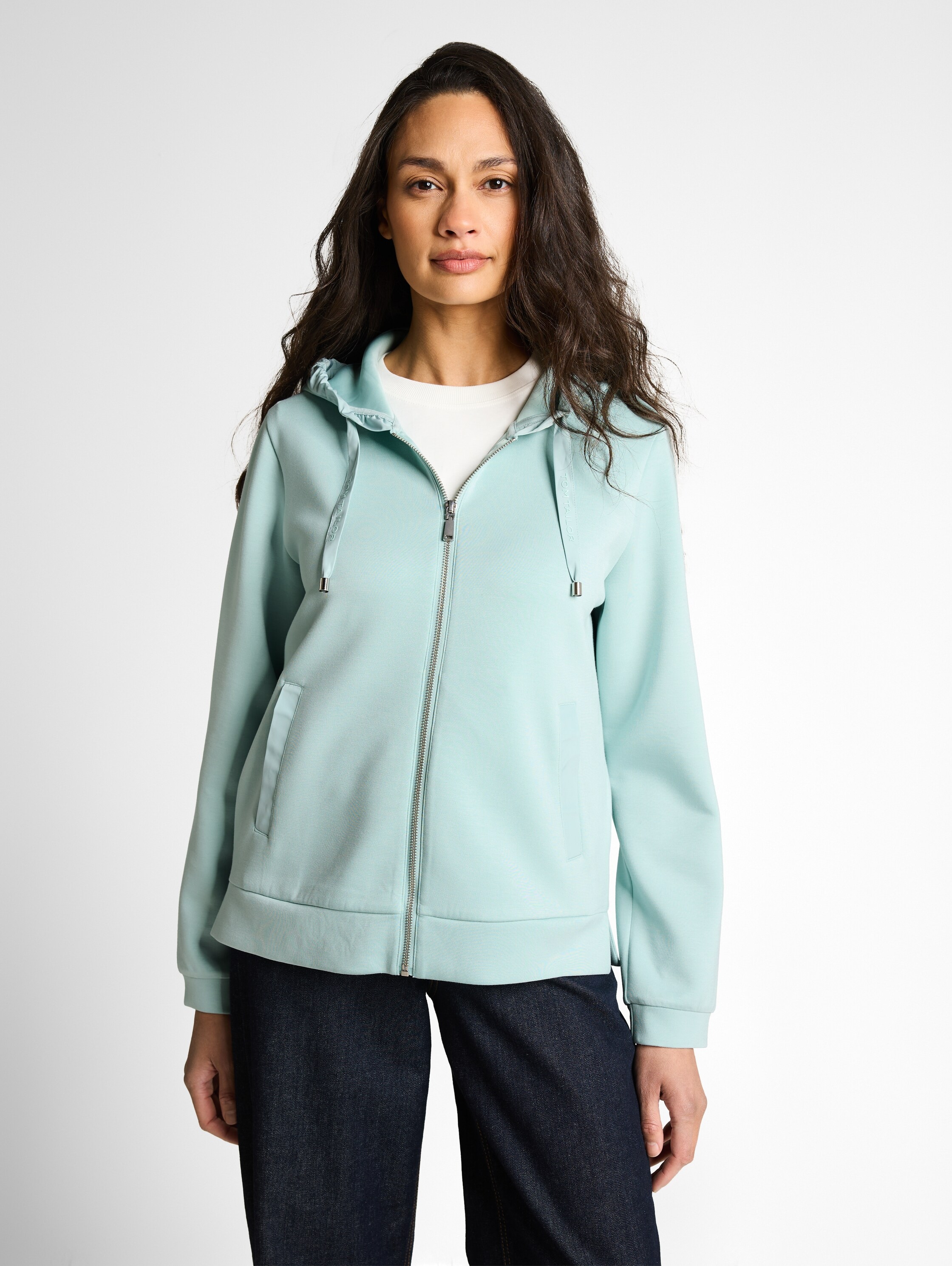 Image of TOM TAILOR Kapuzensweatjacke "Regular" mit Viskose und Stretch