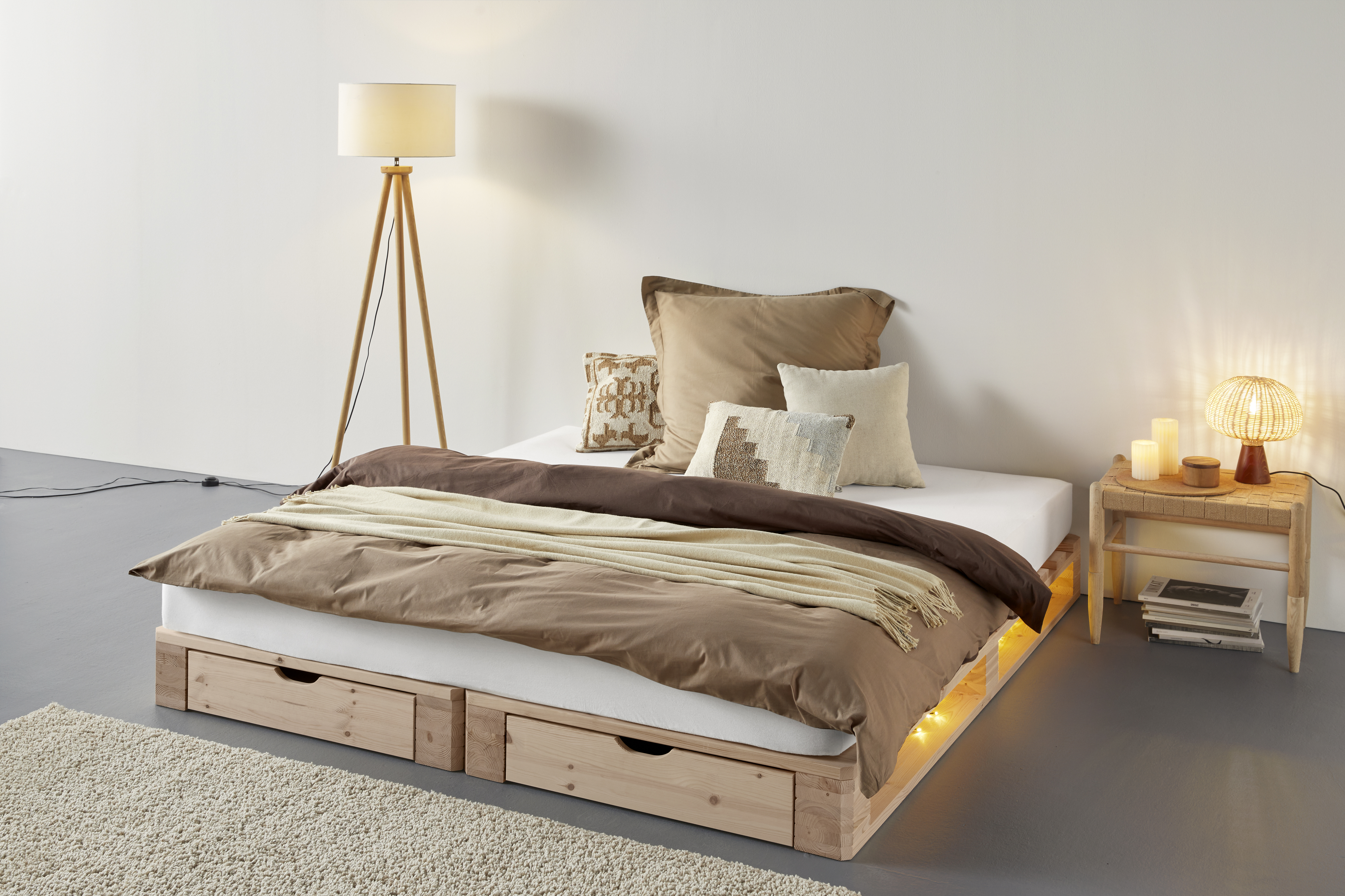 Palettenbett »"ALASCO " BESTSELLER! Mit Schublade«, zertifiziertes Massivholz,...