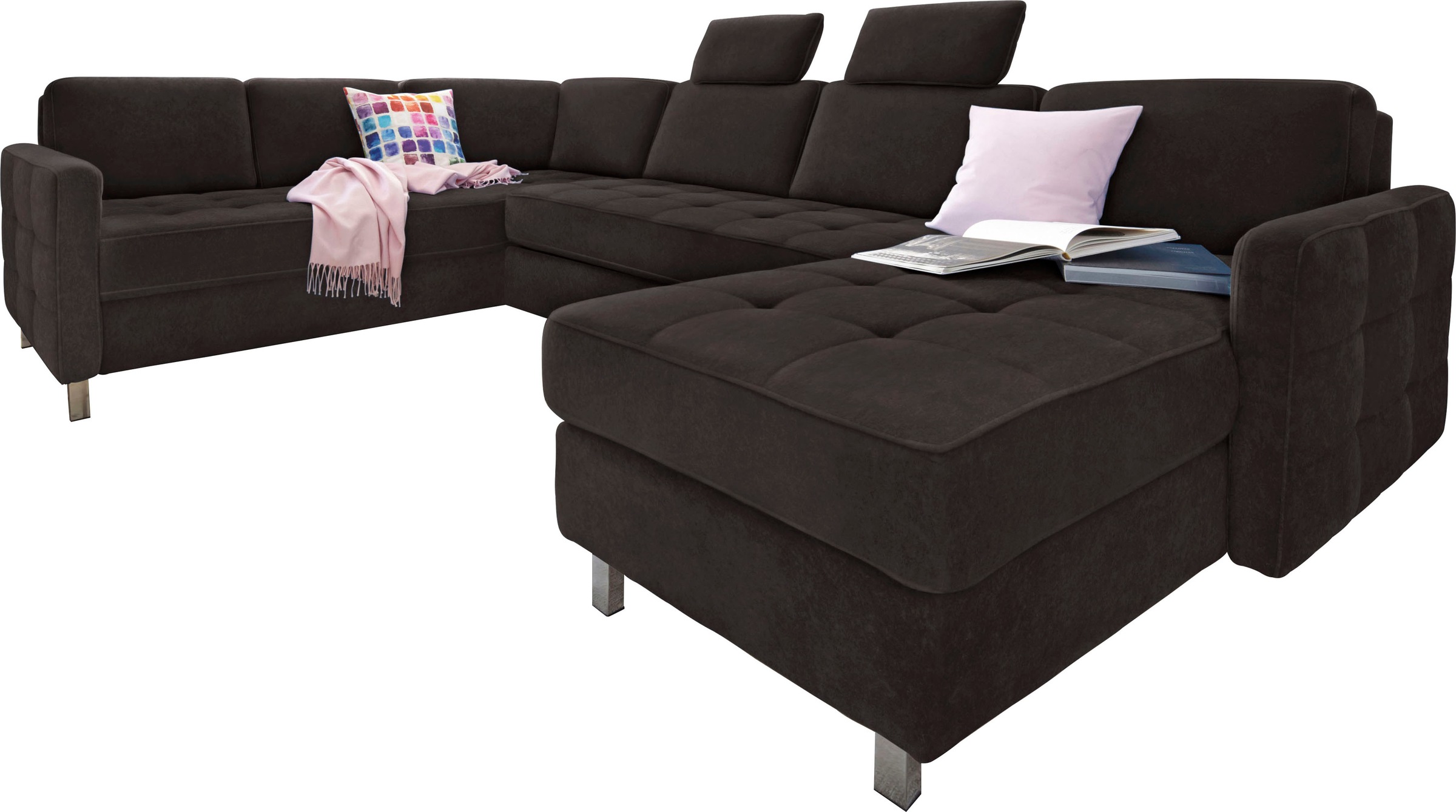 sit&more Wohnlandschaft "Pablo U-Form, B: 292cm, inkl. 2 Kopfstützen" wahlweise mit Schlaffunktion und Bettkasten