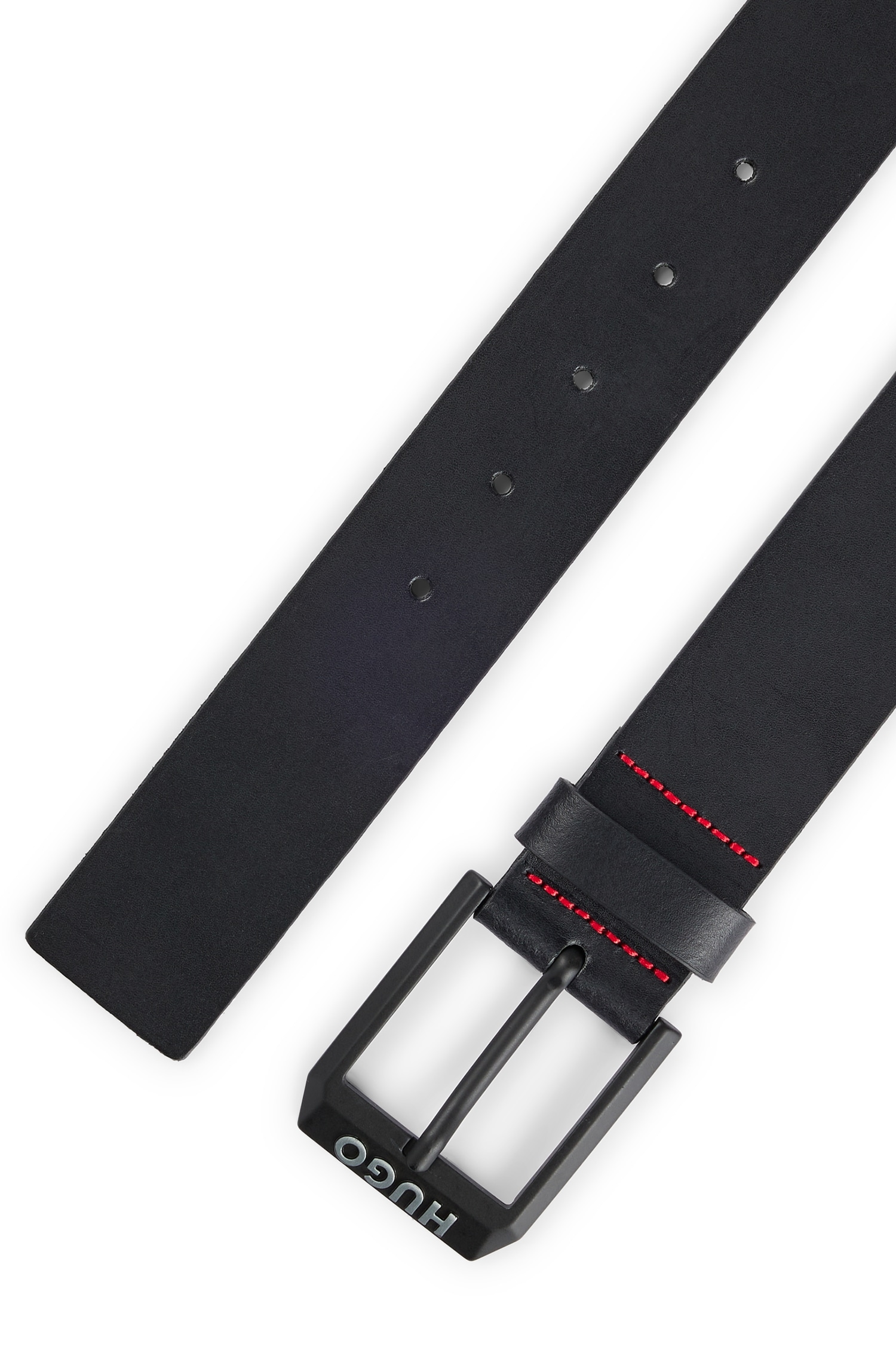 HUGO Ceinture en cuir »Gelio-B_Sz40« HUGO Markenlabel, rote Ziehnaht