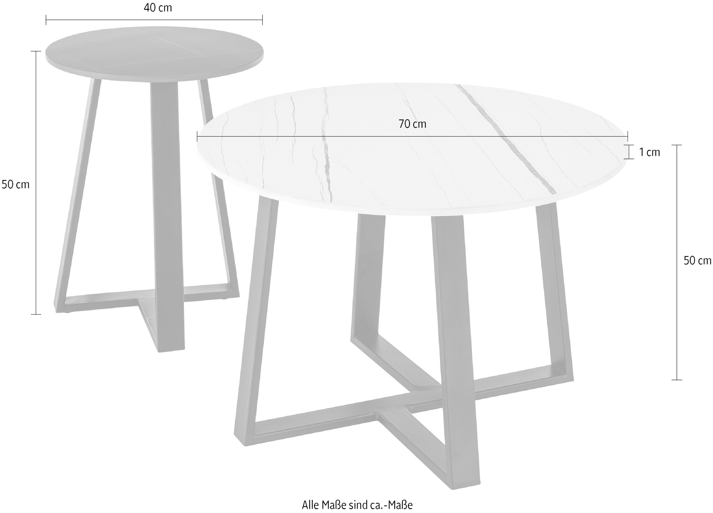 Stolkom Couchtisch »Jason«, 2-er Set Keramik weiss und schwarz