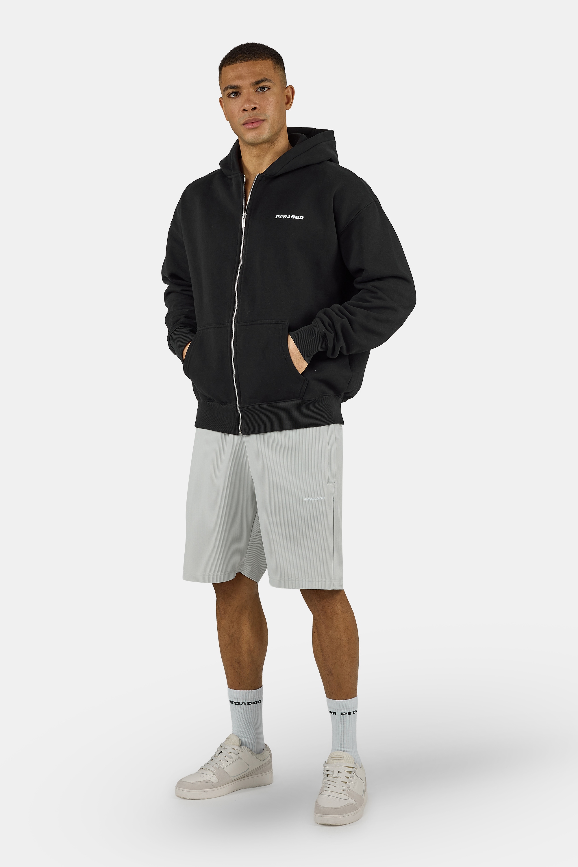 PEGADOR Short »TROY PLISSEE SHORTS«  mélange coton, coupe régulière