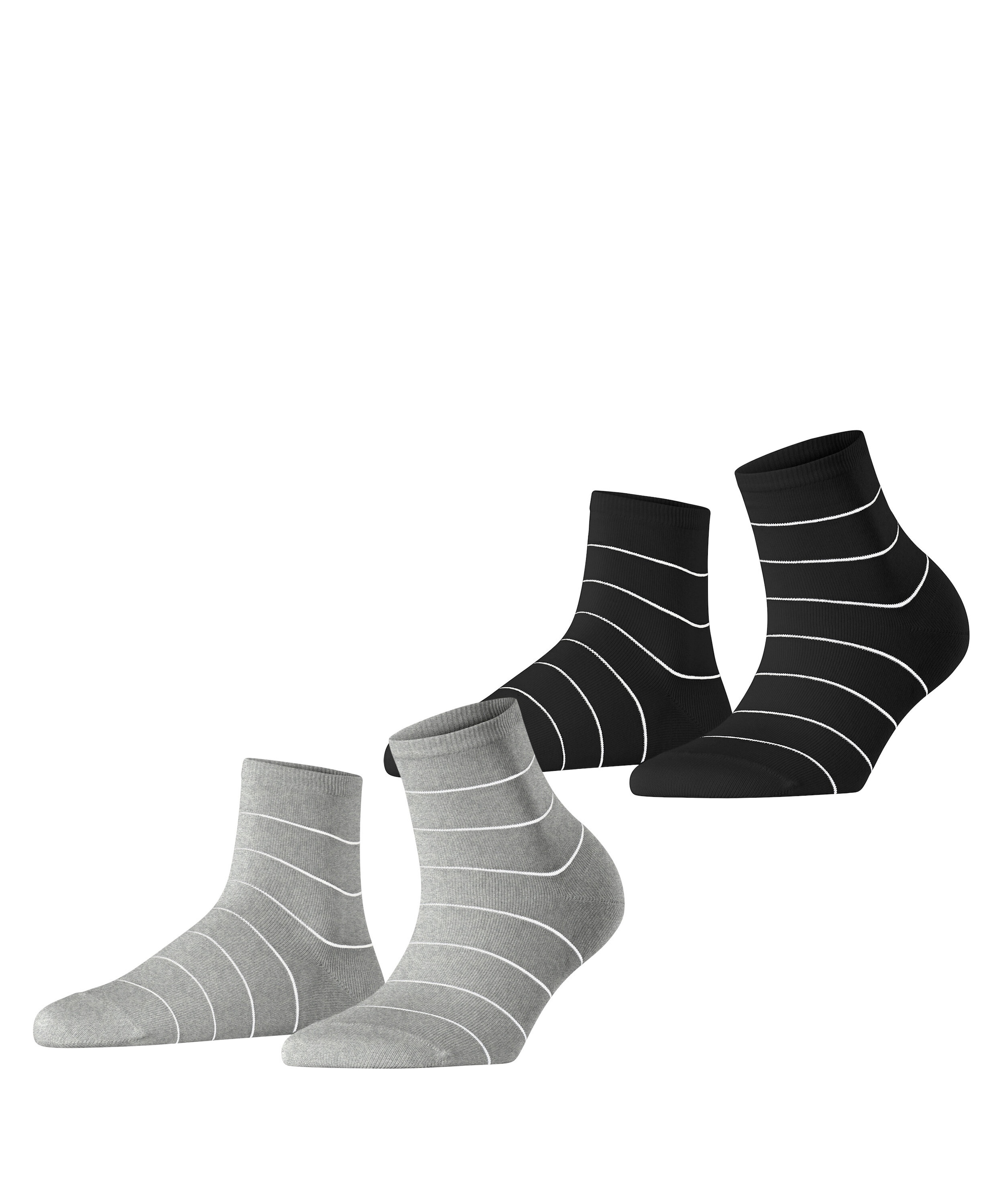Esprit Chaussettes courtes »Fine Line« 2 paires,  avec motif à fines rayures, bord-côte étroit