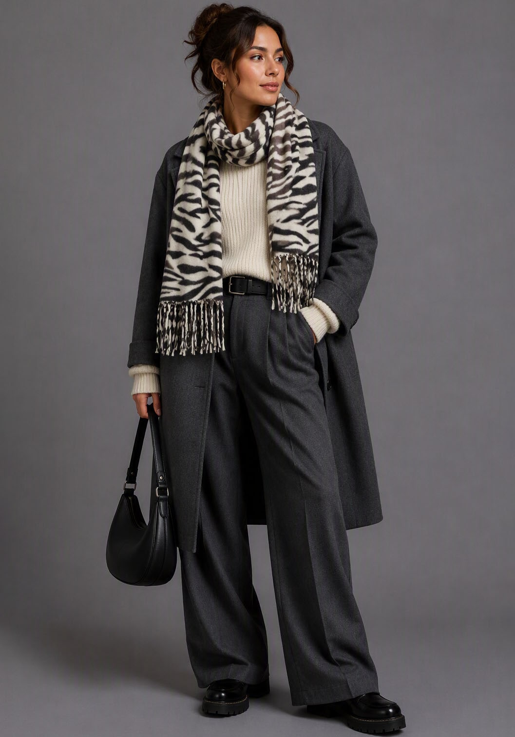Laura Scott Écharpe avec motif animalier, structure tissée monoscouche