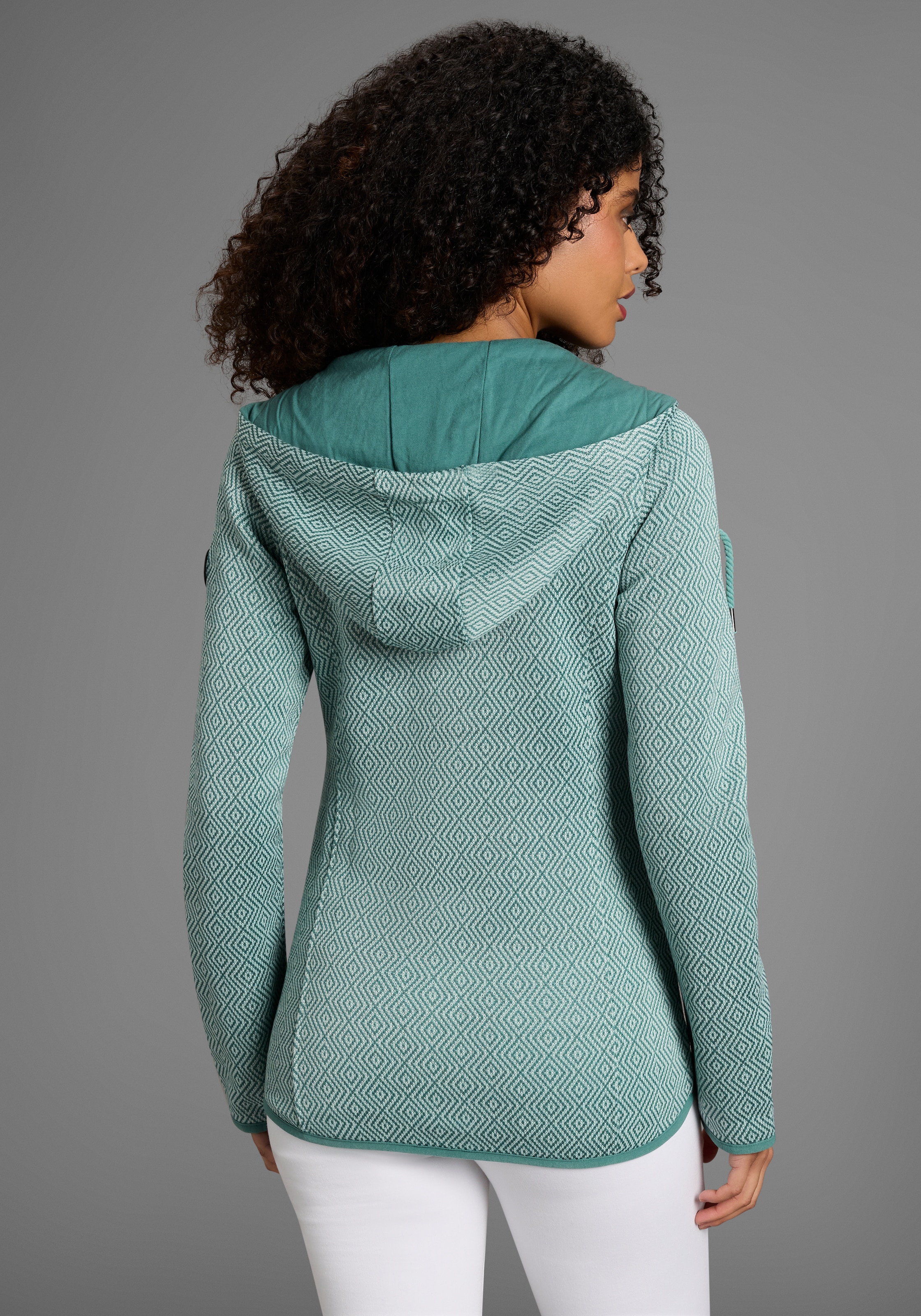 KangaROOS Fleecejacke mit Kapuze gemusterte Struktur, hüftbedeckende Länge Kapuze  Fleece-Material