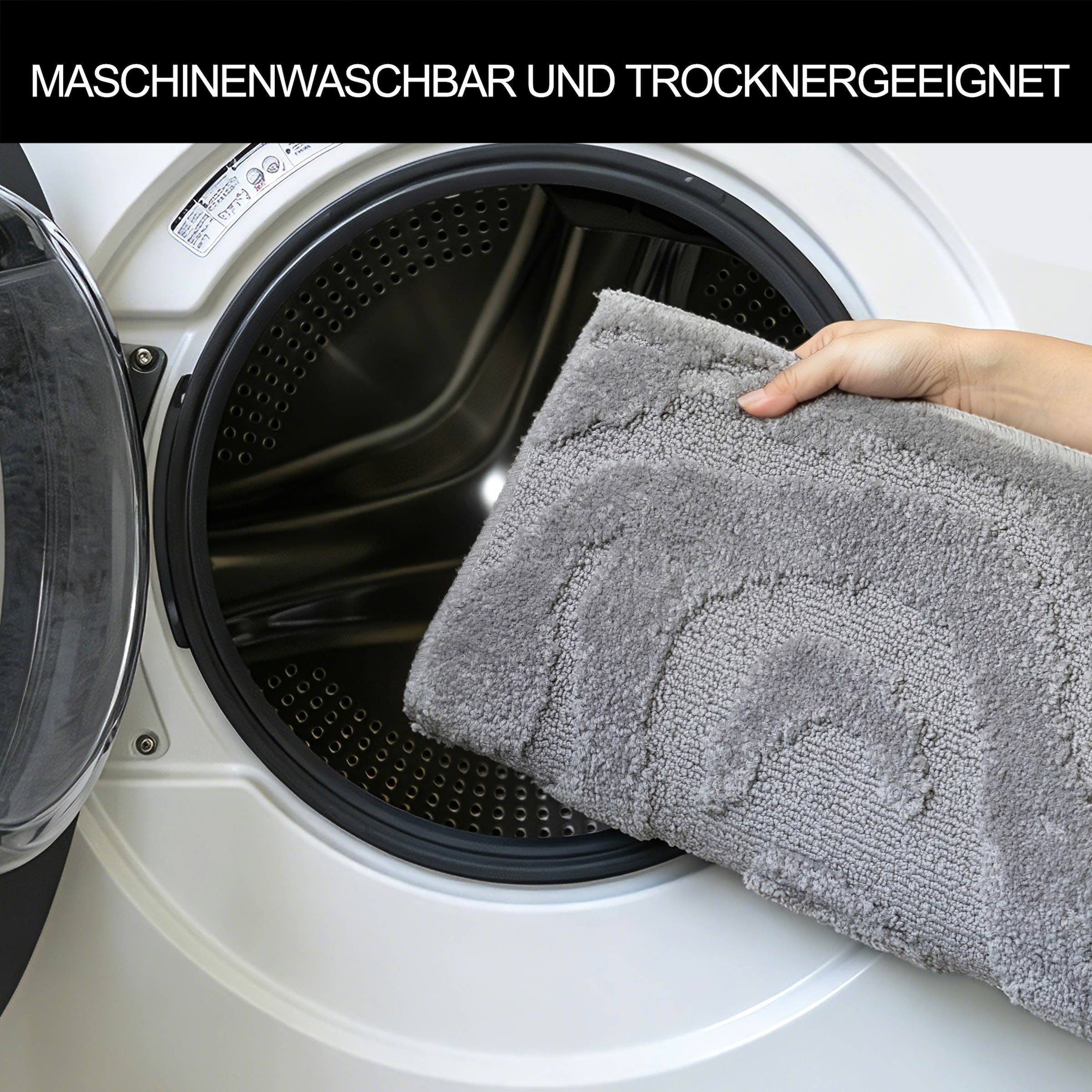 GOODproduct Badematte »Wave, Badvorleger, Badezimmer Teppich« Höhe 10 mm rutschhemmend beschichtet fussbodenheizungsgeeignet | schnell trocknend Hoch-Tief-Effekt, modernes Muster, Welle, Badteppich, Duschvorleger