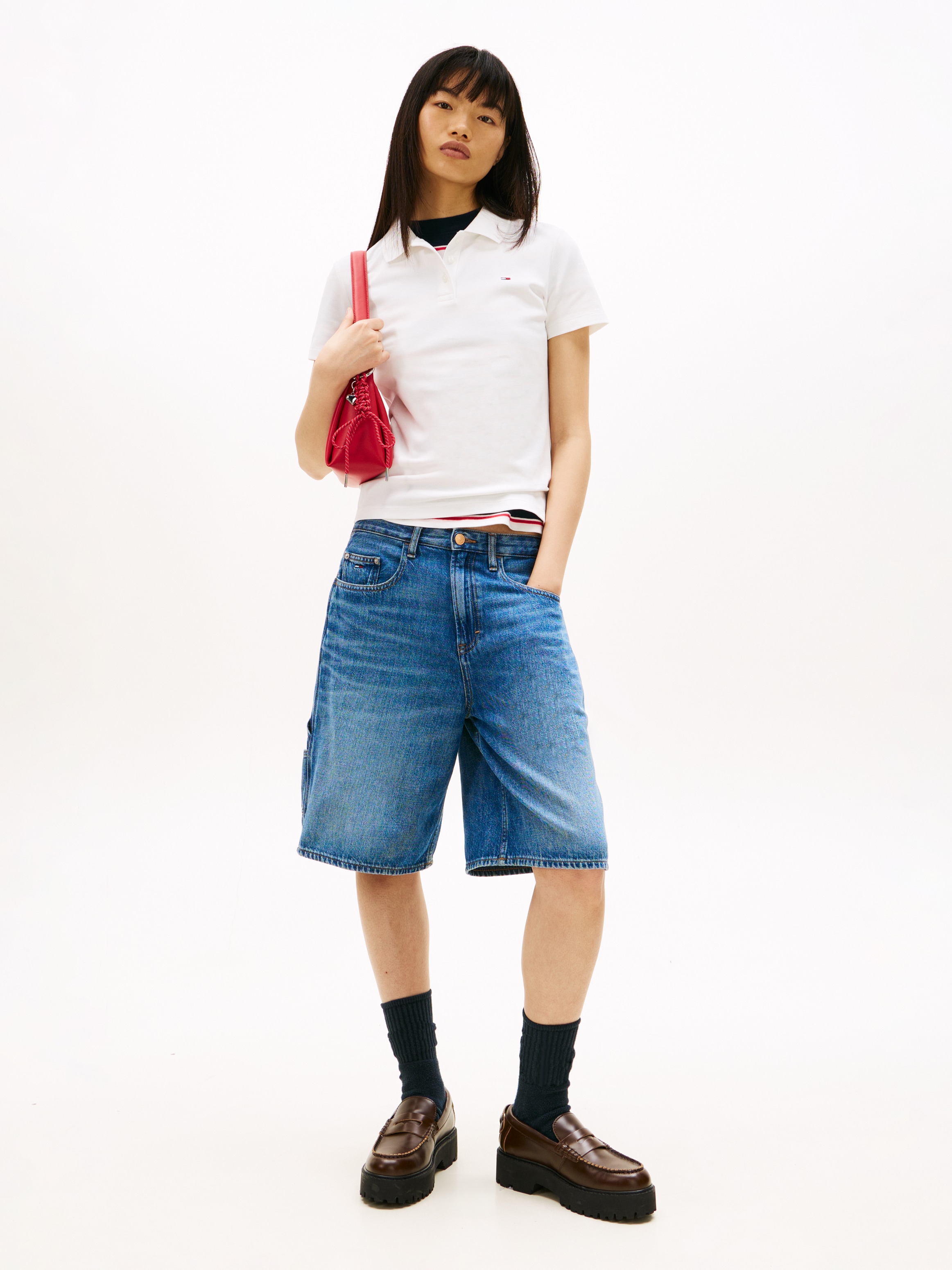 Tommy Jeans Polo »TJW SLIM ESSENTIAL POLO SS« mit Logostickerei