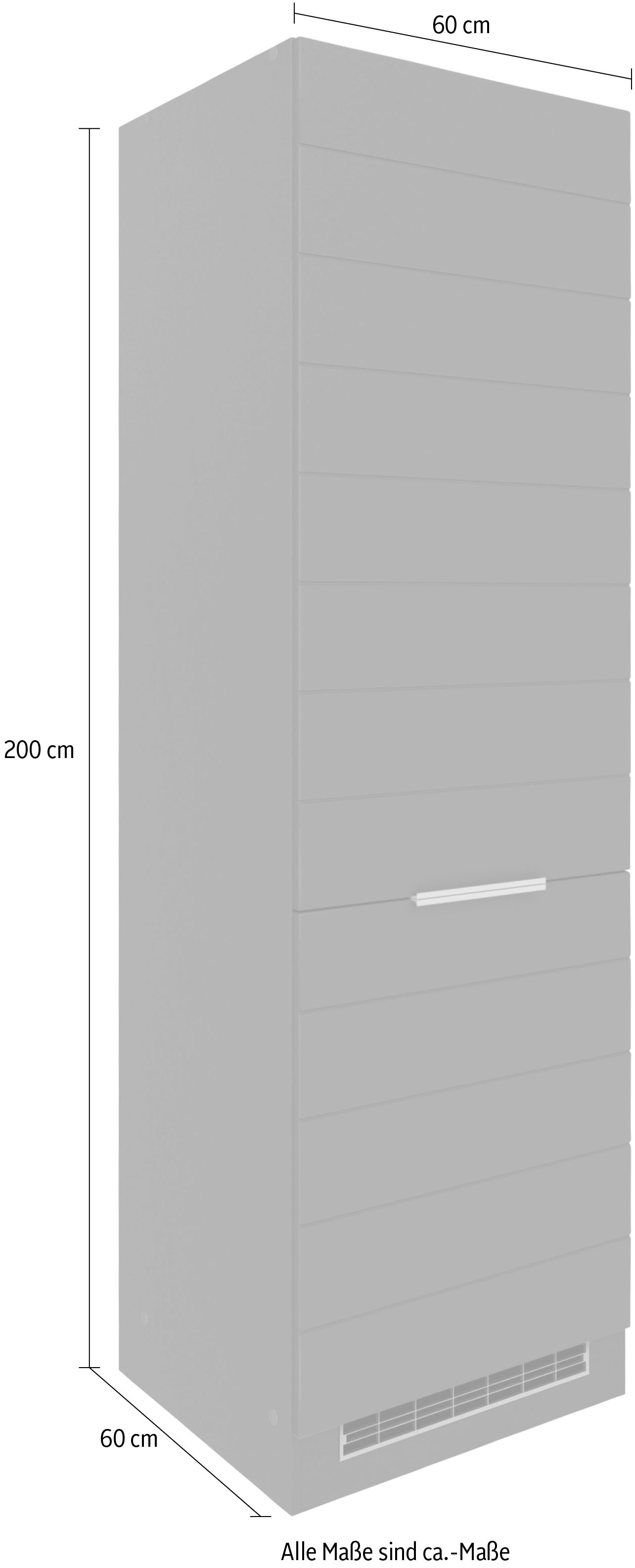 KOCHSTATION Kühlumbauschrank »KS-Luhe« 60 cm breit, hochwertige MDF-Fronten mit waagerechter Lisene