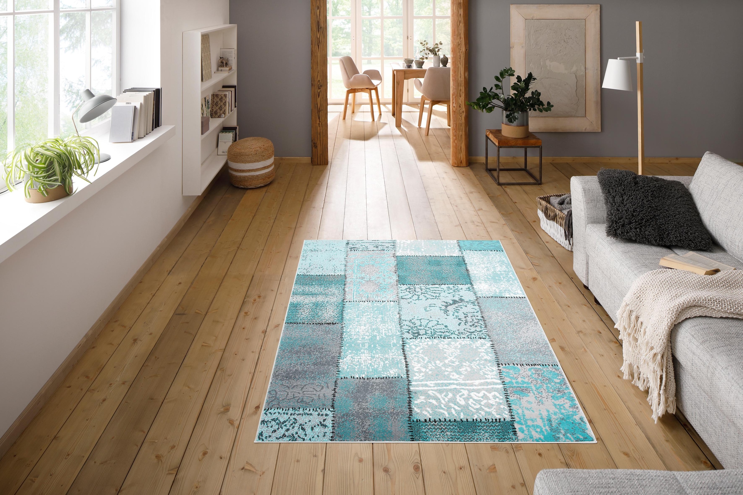 Home affaire Teppich »Garry«, rechteckig, 7 mm Höhe, Vintage, Kurzflor, Patchwork-Design, farbenfroh, Wohnzimmer