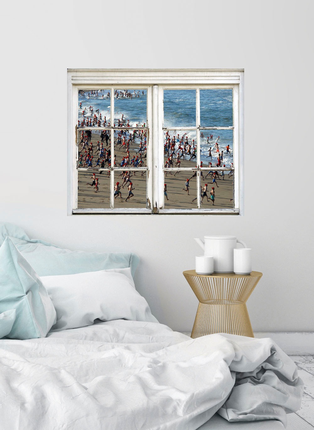 queence Wandsticker »Kinder am Strand«, Wandsticker, Wandbild, selbstklebend, 3D, Fenster