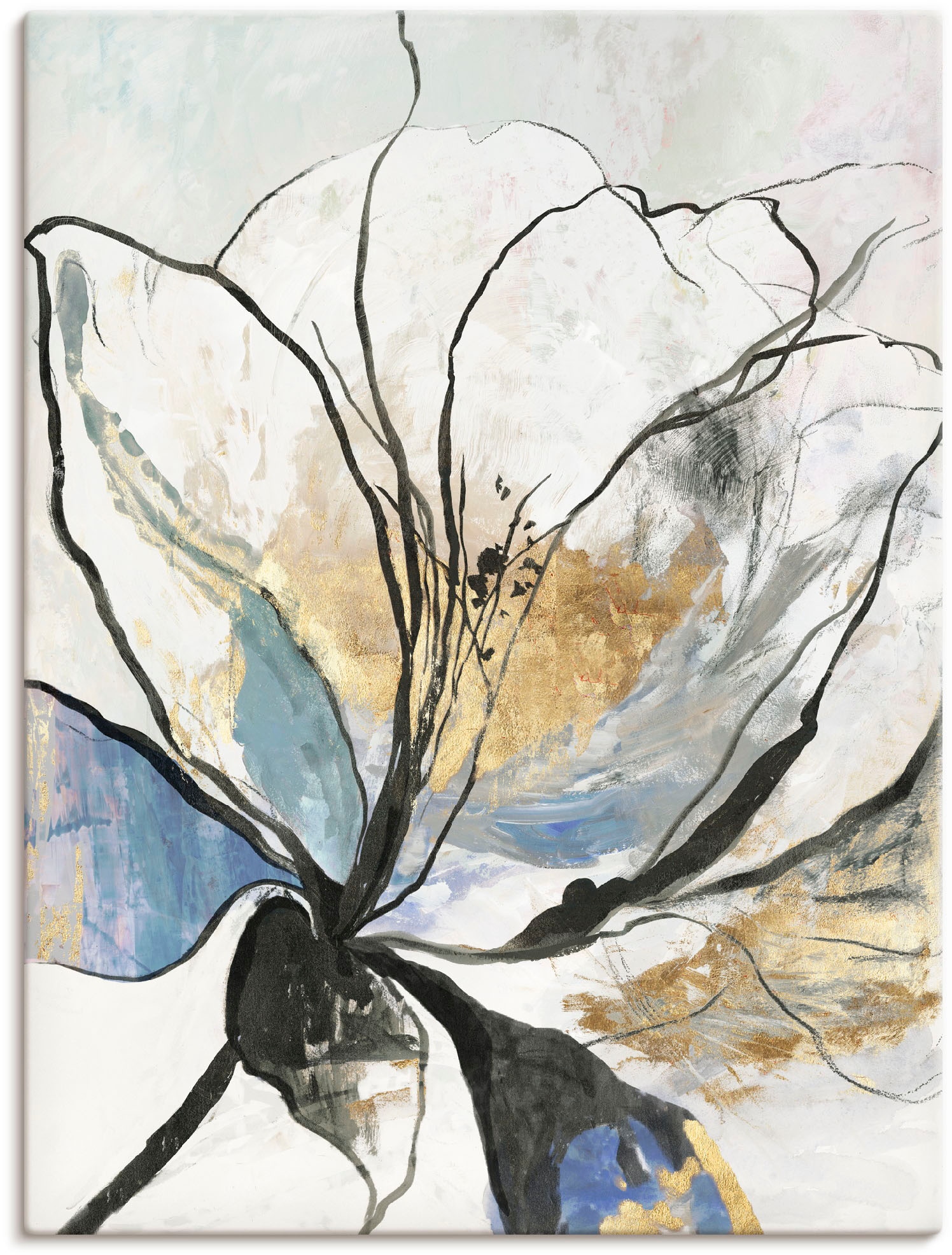 Image of Artland Leinwandbild "Umrissenes Blumenmuster I" Blumenbilder 1 Stk. tlg. auf Holzrahmen gespannt