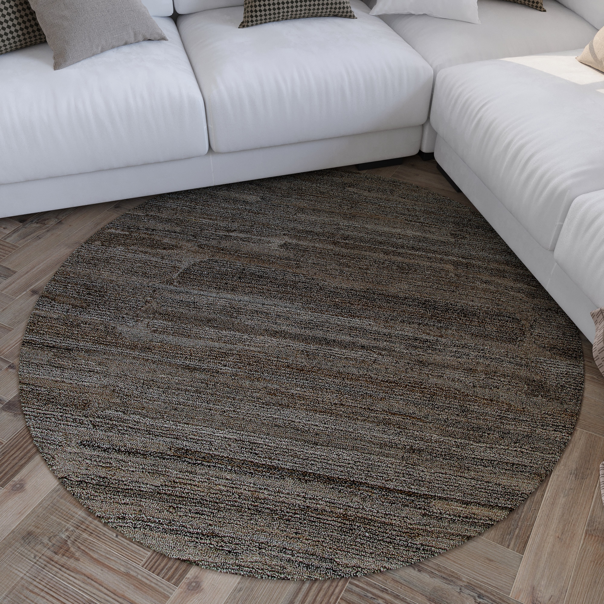 Image of Wecon home Teppich "Hamptons EIGHTEEN" rund 15 mm Höhe Kurzflor, Wohnzimmer, Schlafzimmer, elegant, robust, Streifen Design
