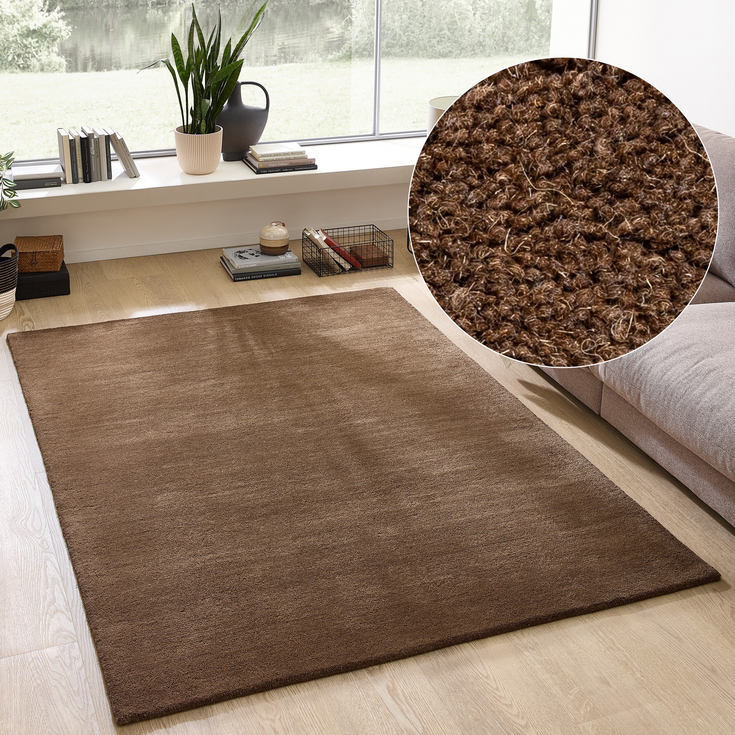 my home Tapis en laine »Gabbo Natur, Handgefertigt, Teppich, reine Wolle, meliert« Rectangulaire 14 mm Höhe reine Wolle, Uni, Wohnzimmer, Schlafzimmer, Esszimmer
