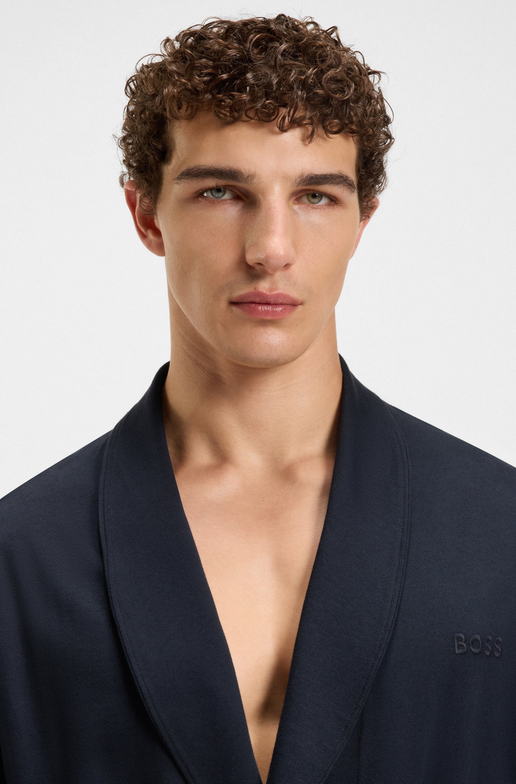 BOSS Robe de chambre aus Baumwoll-Jersey mit Logo-Stickerei