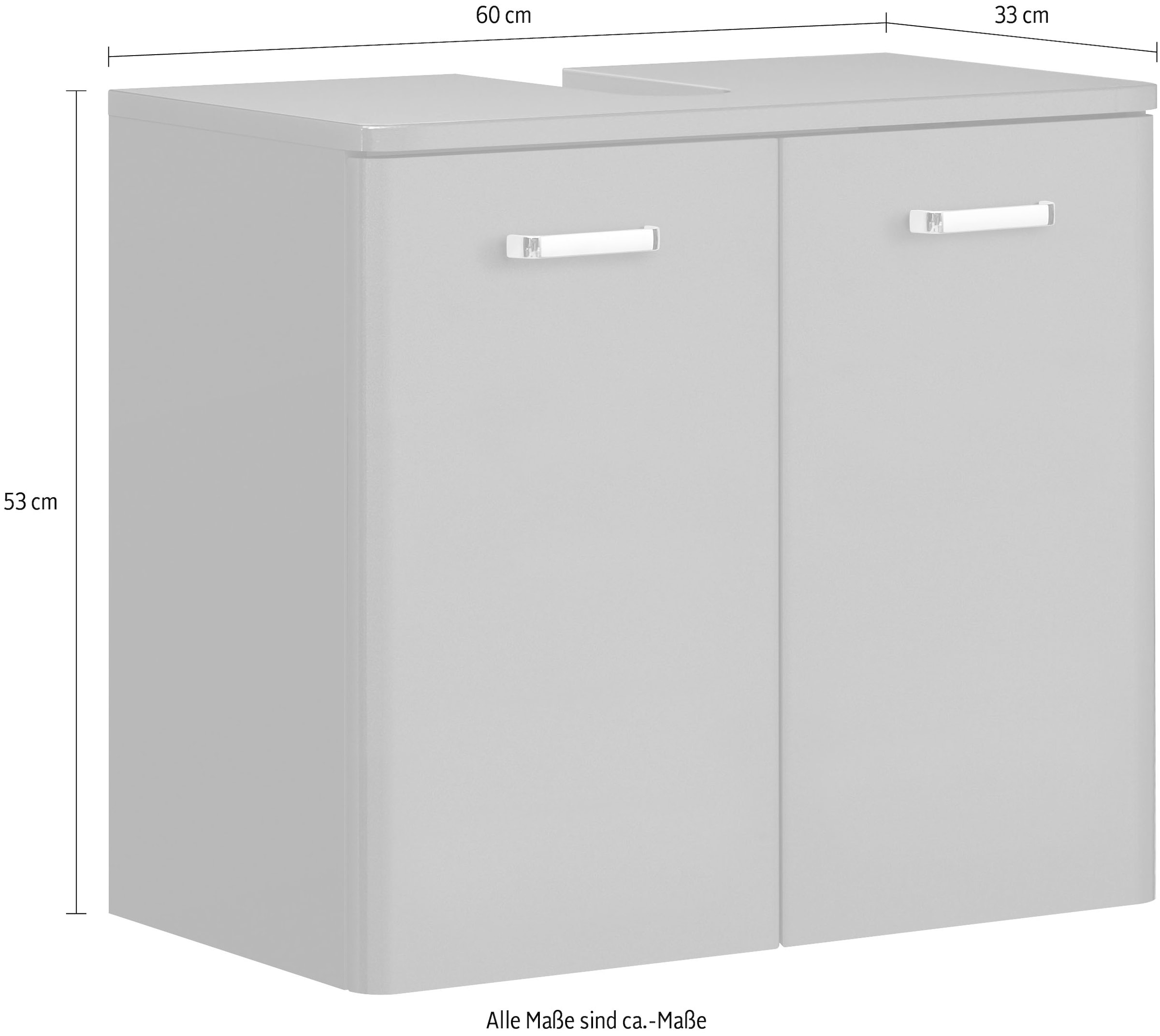 Saphir Waschbeckenunterschrank »Quickset 327 Unterbeckenschrank, 60cm breit, 2 Türen, ohne Waschbecken« Waschbeckenschrank inkl. Türdämpfer, Griffe in Chrom Glanz