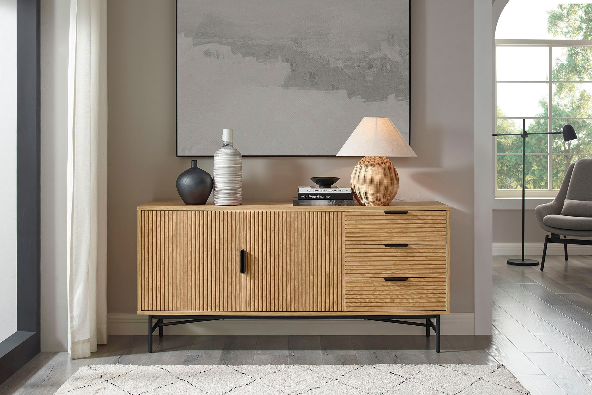 Image of SalesFever Sideboard "Visby Stilvolle Kommode für mehr Stauraum" Kommode, Eiche Echtholzfurnier, Breite 160 cm