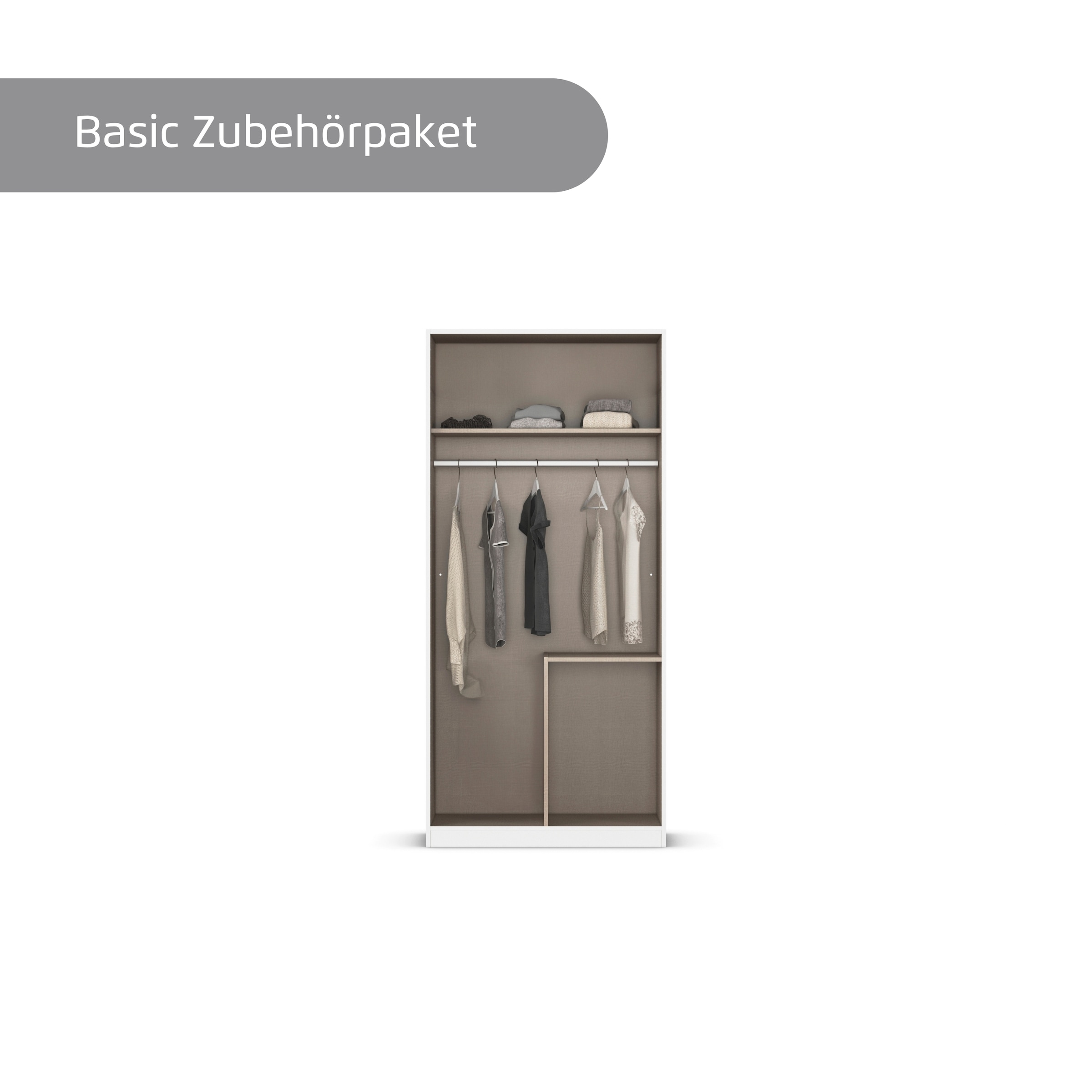GOODproduct Kleiderschrank »Mehrzweckschrank Aktenschrank Möbel Mietswohnung Schlafzimmer AVOLA« 3 verschiedene Ausstattungen BASIC/CLASSIC/PREMIUM (inkl. SOFT-CLOSE),  mit hochwertigen Stangengriffen aus Metall in Schwarz MADE IN GERMANY