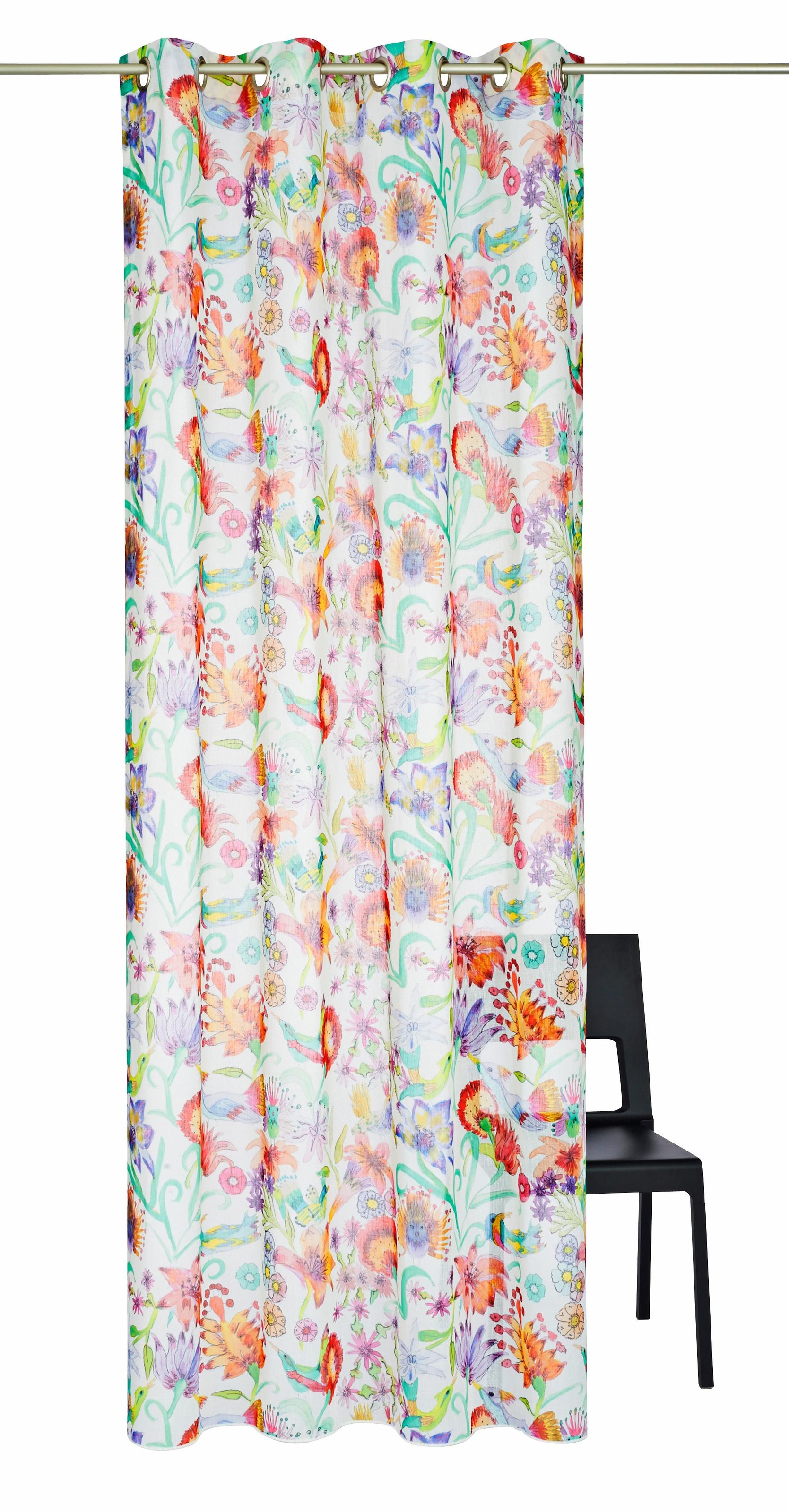 Image of ADO Goldfarbenkante Gardine »Bird Song«, (1 St.), halbtransparent, bunter Digitaldruck bei Ackermann Versand Schweiz